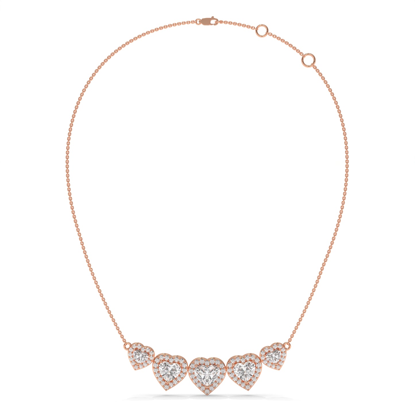4.40 CTW Multi-Heart Lab-Grown Diamond Necklace in Sterling Silver