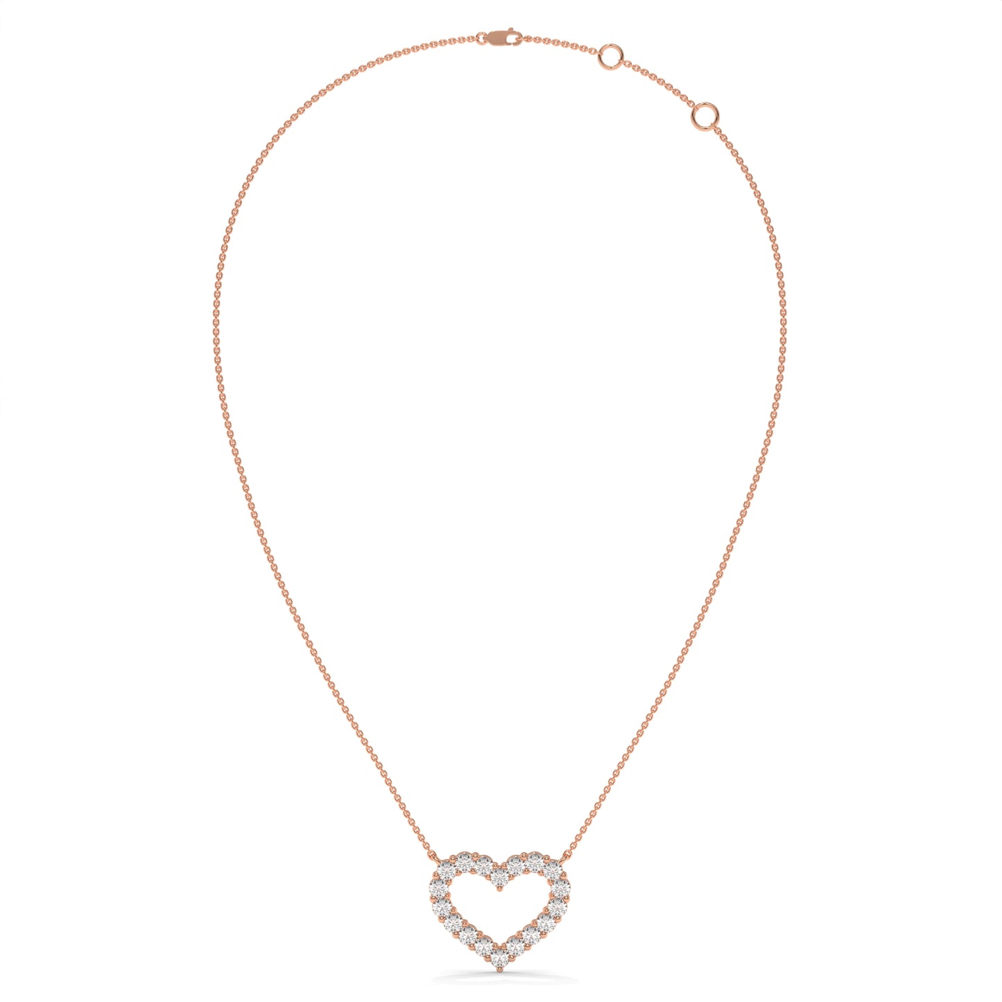 1.03 CTW Open Heart Lab-Grown Diamond Pendant Necklace in Sterling Silver