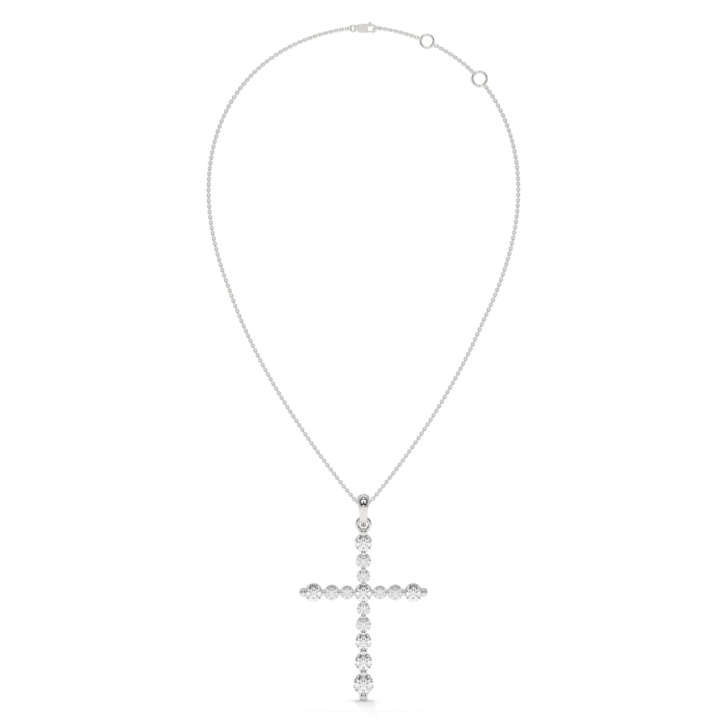 1.00 CTW Lab-Grown Diamond Cross Pendant Necklace in Sterling Silver