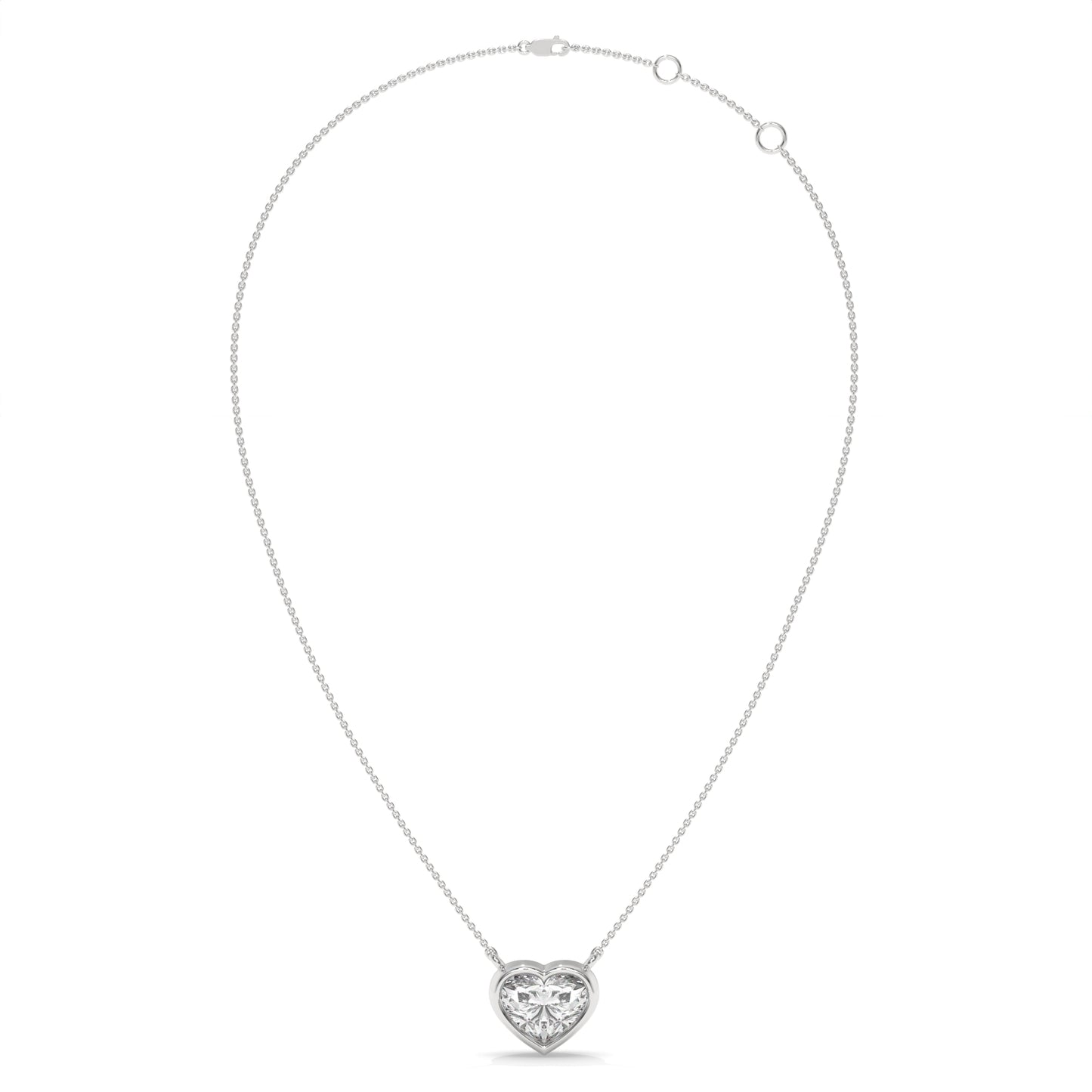 1.52 CTW Heart Solitaire Lab-Grown Diamond Pendant Necklace in Sterling Silver