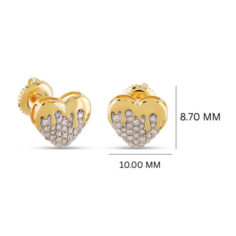 Drippy Heart Lab-Grown Diamond Stud Earrings (Sterling Silver)