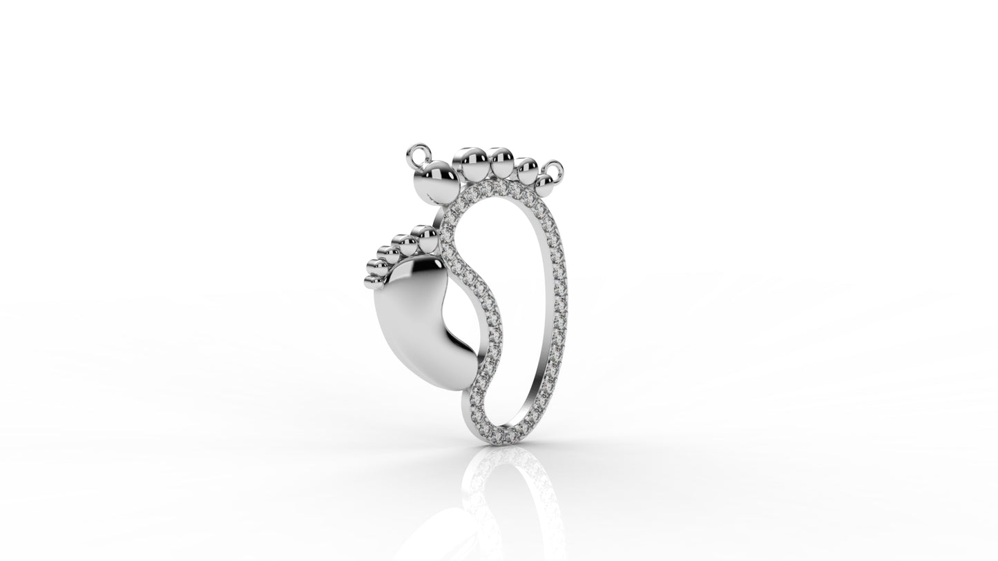 Iced Baby Footprint Pendant – 1.33 CT Diamond Accent | Sterling Silver
