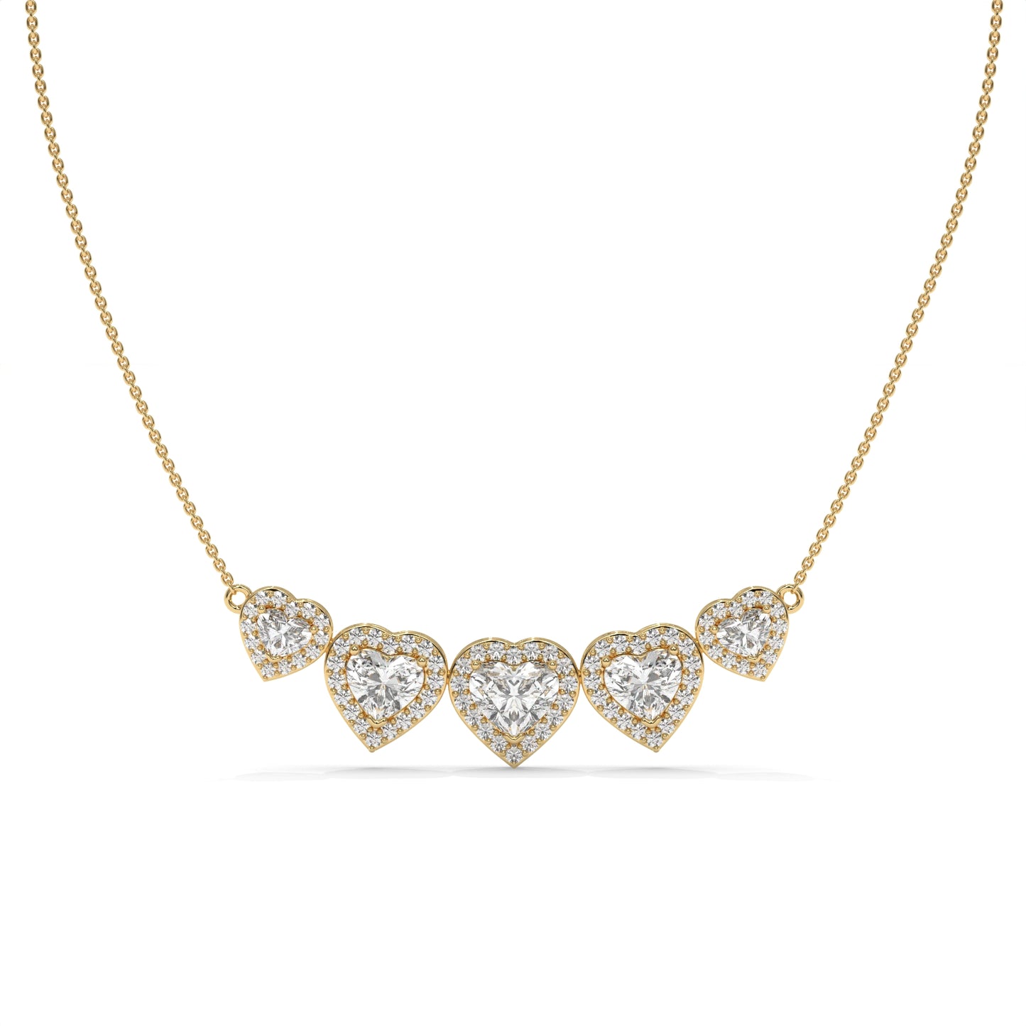 4.40 CTW Multi-Heart Lab-Grown Diamond Necklace in Sterling Silver