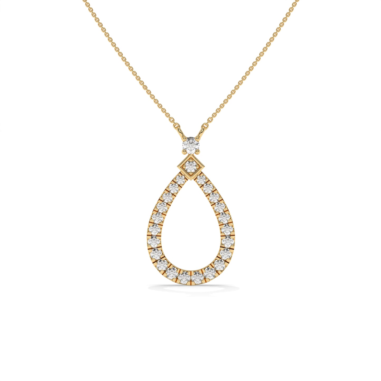 0.49 CTW Pear Halo Lab-Grown Diamond Pendant Necklace in Sterling Silver