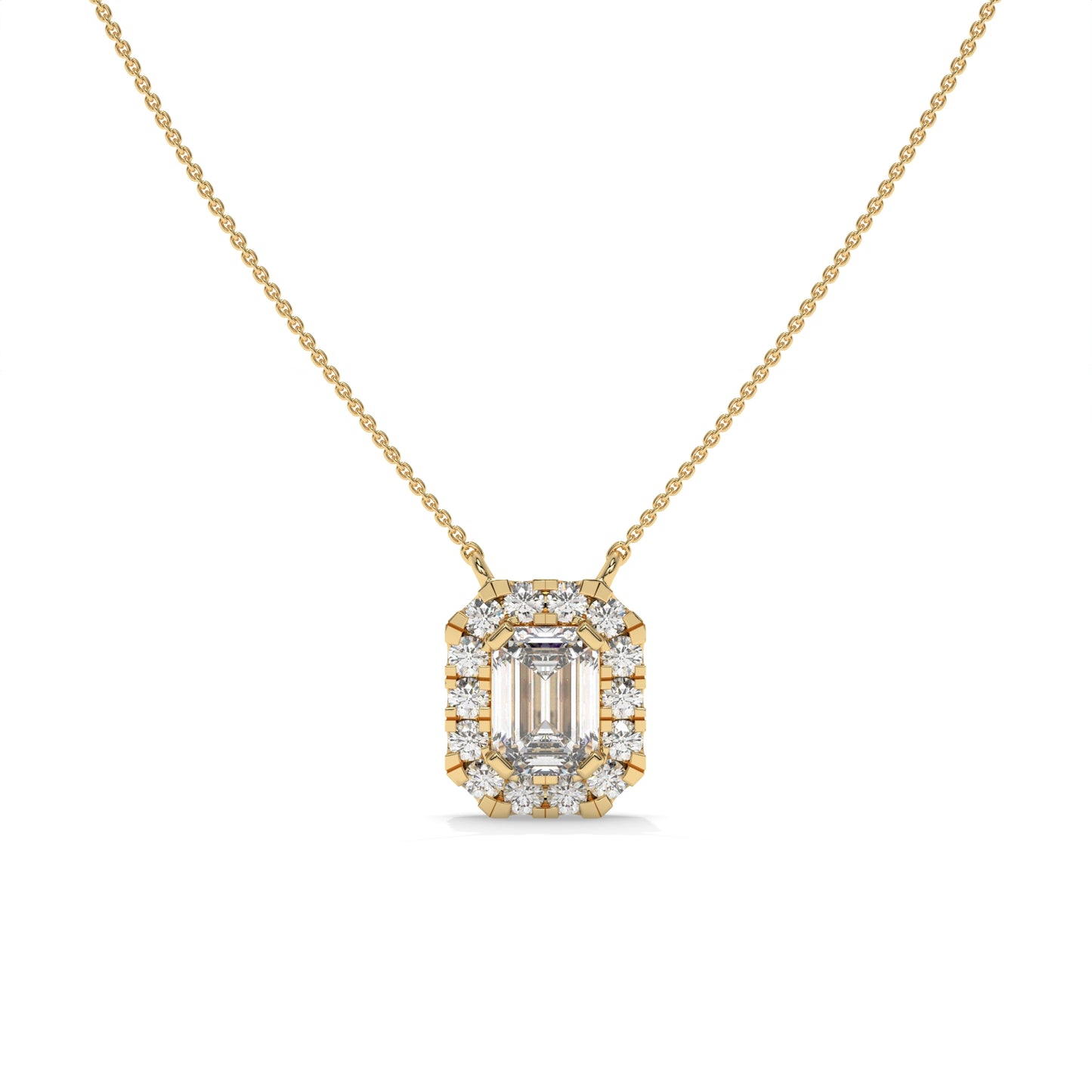 0.97 CTW Emerald Halo Lab Diamond Pendant Necklace