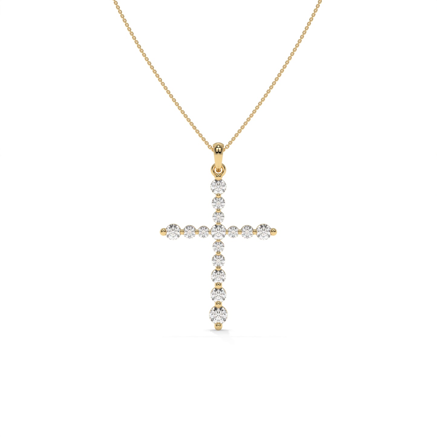 1.00 CTW Lab-Grown Diamond Cross Pendant Necklace in Sterling Silver