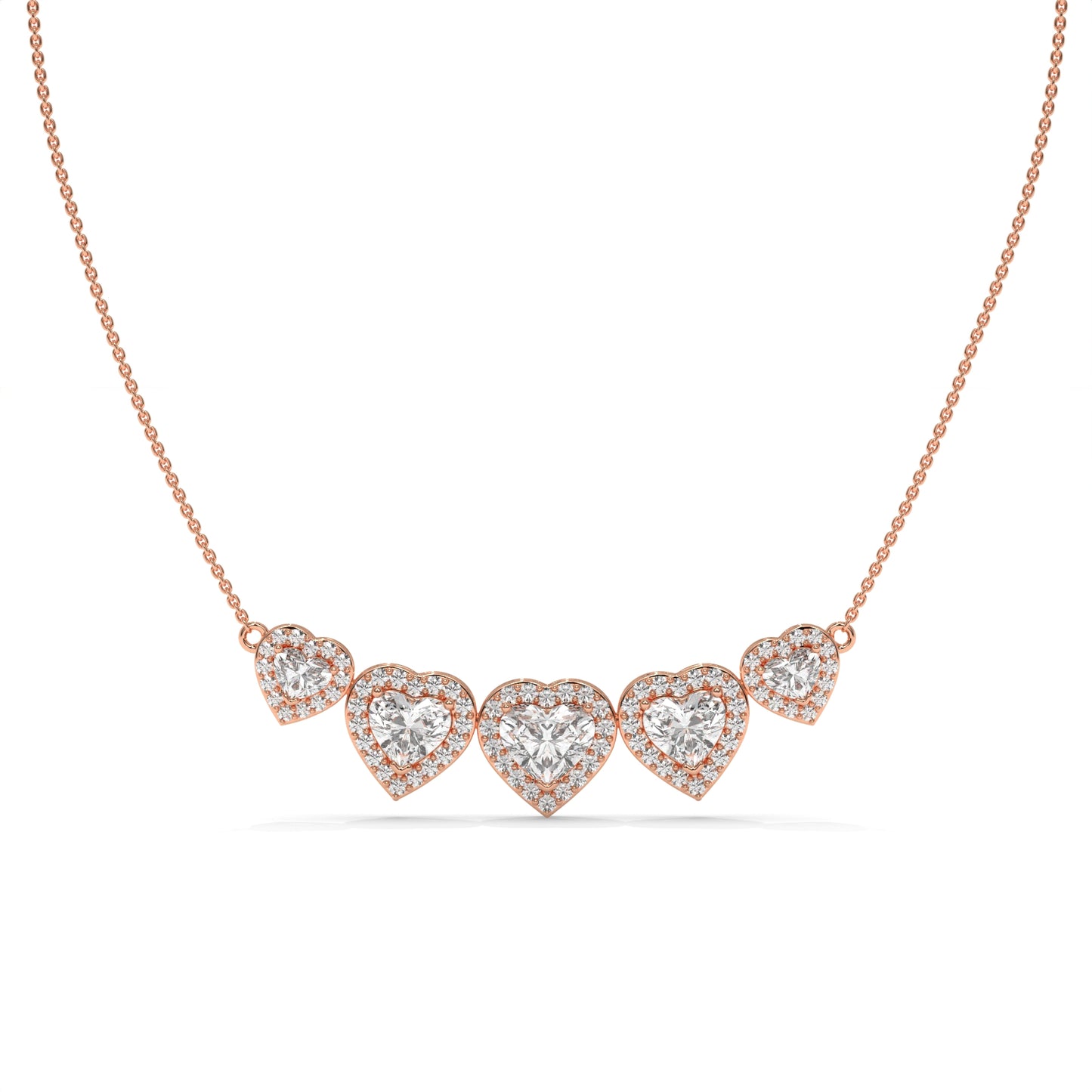 4.40 CTW Multi-Heart Lab-Grown Diamond Necklace in Sterling Silver