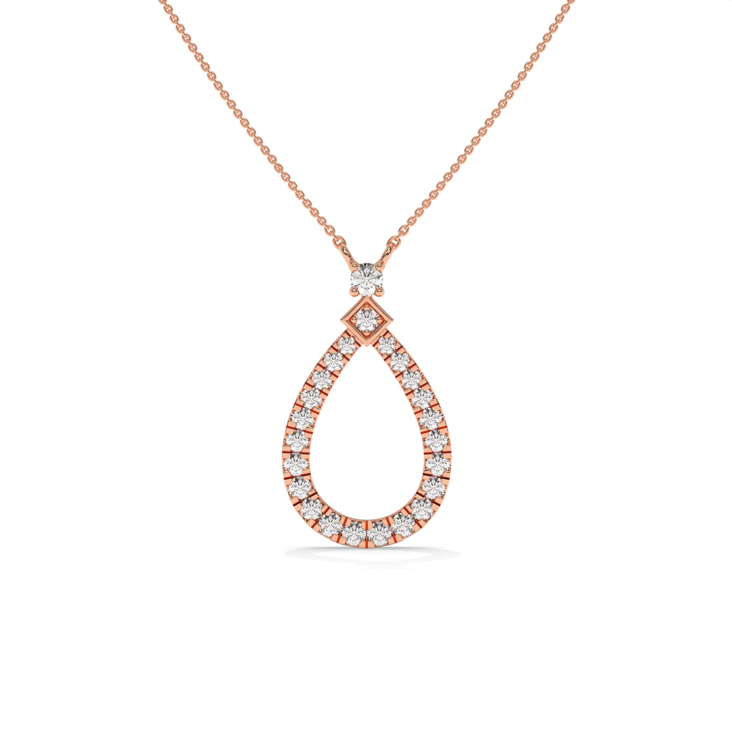 0.49 CTW Pear Halo Lab-Grown Diamond Pendant Necklace in Sterling Silver