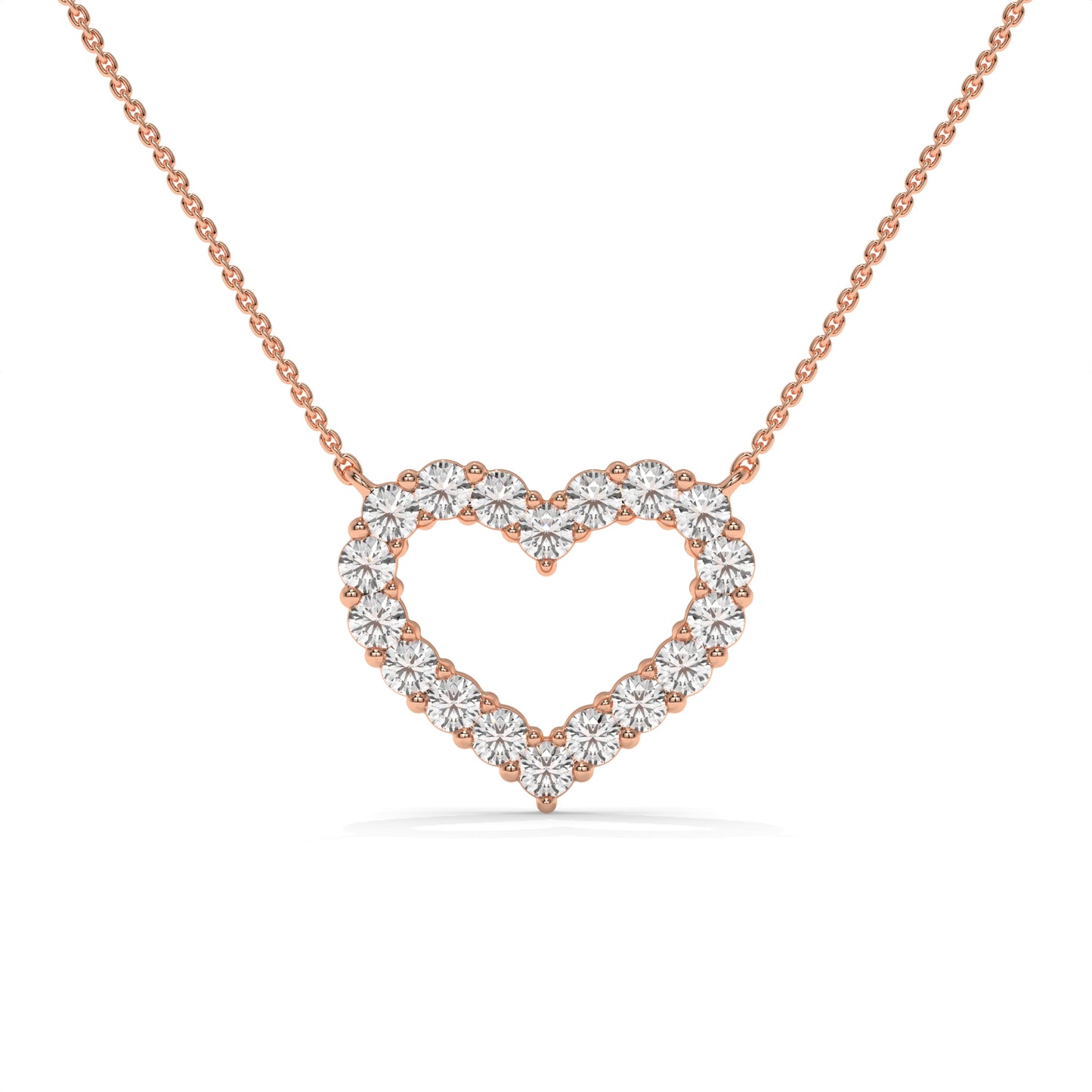1.03 CTW Open Heart Lab-Grown Diamond Pendant Necklace in Sterling Silver