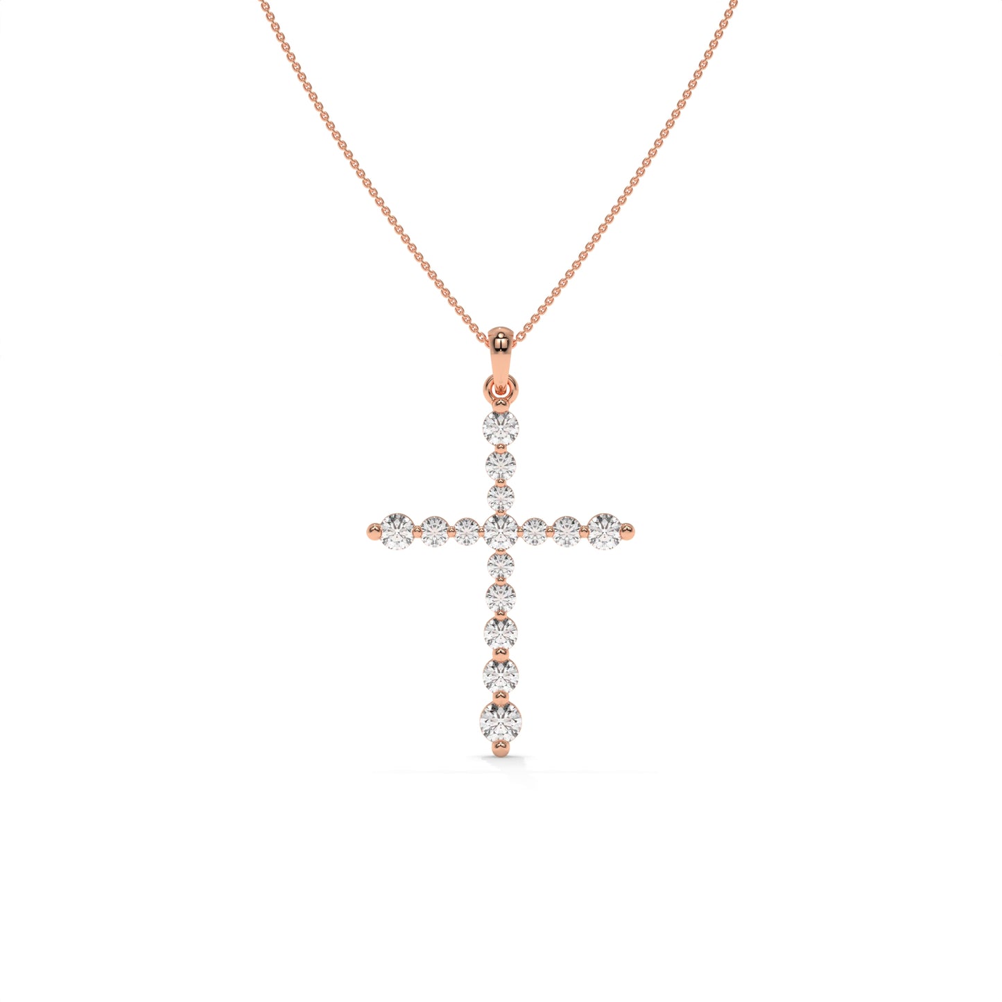 1.00 CTW Lab-Grown Diamond Cross Pendant Necklace in Sterling Silver