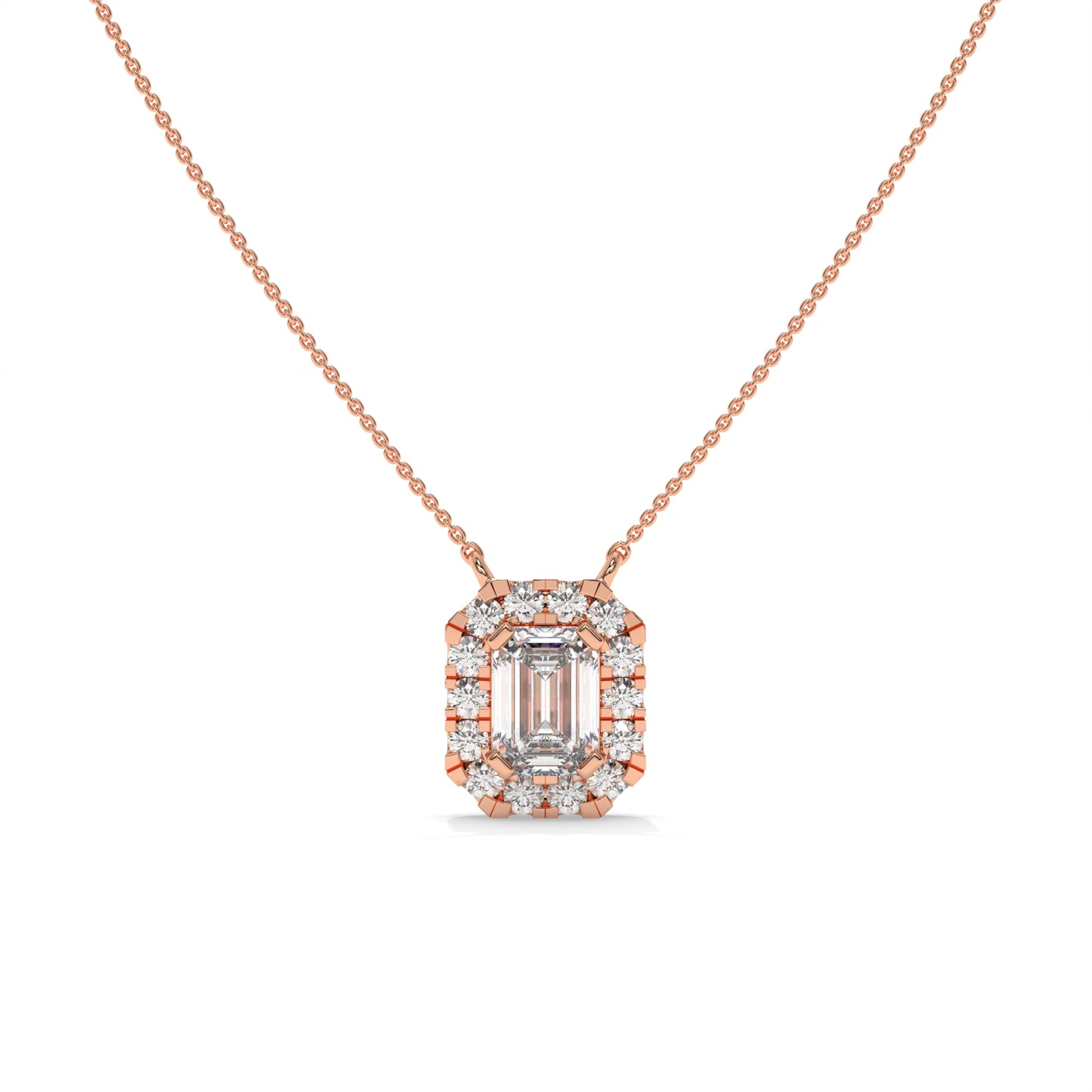 0.97 CTW Emerald Halo Lab Diamond Pendant Necklace