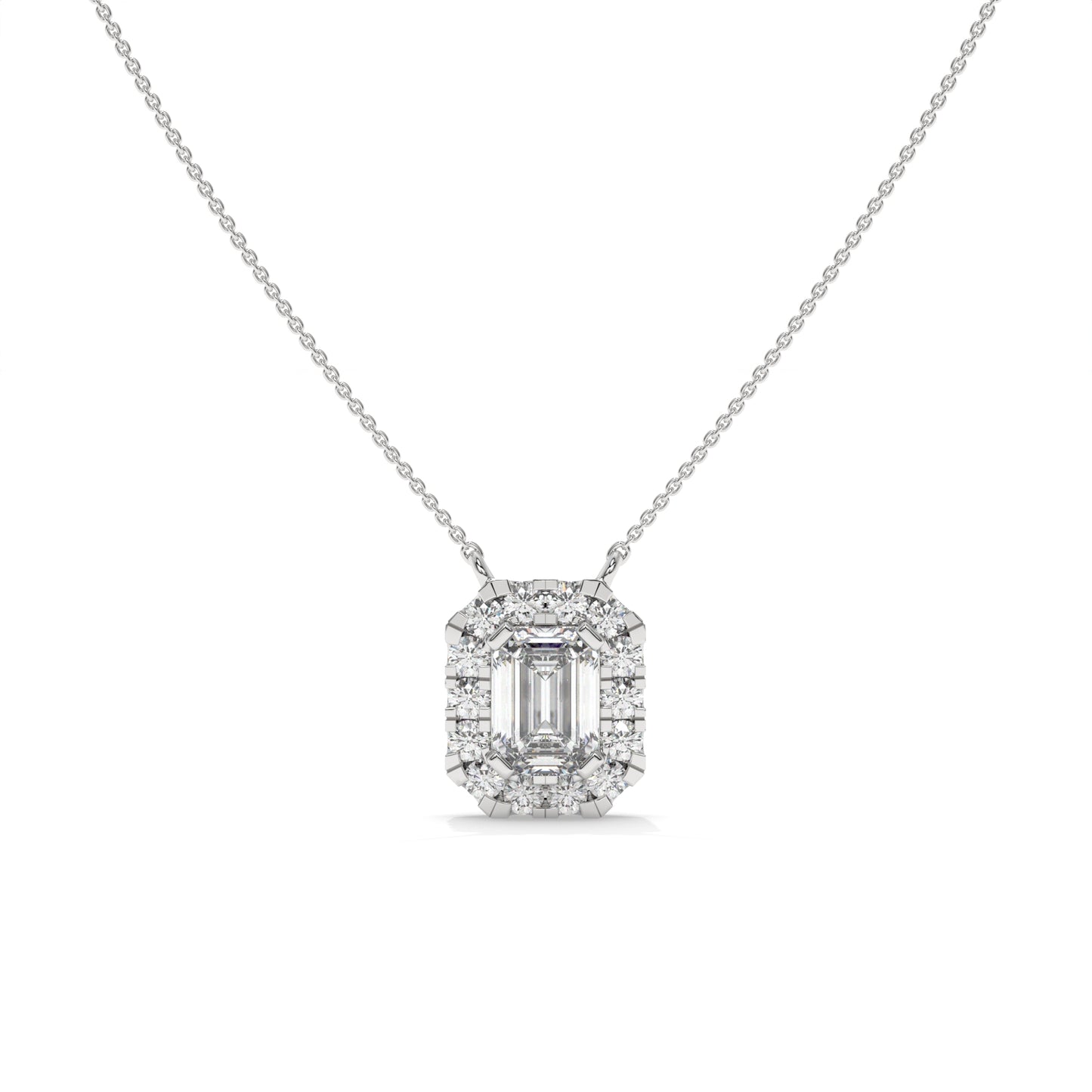 0.97 CTW Emerald Halo Lab Diamond Pendant Necklace
