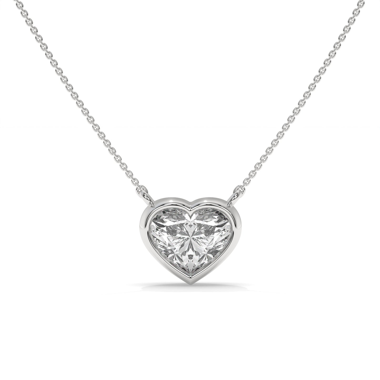 1.52 CTW Heart Solitaire Lab-Grown Diamond Pendant Necklace in Sterling Silver