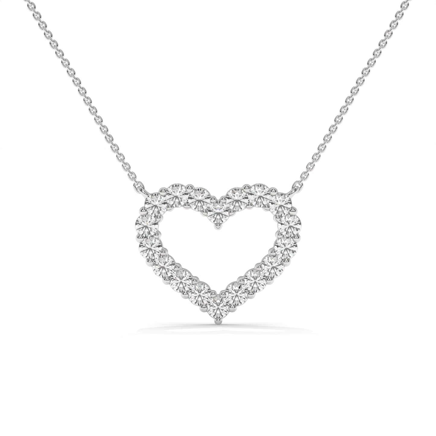 1.03 CTW Open Heart Lab-Grown Diamond Pendant Necklace in Sterling Silver