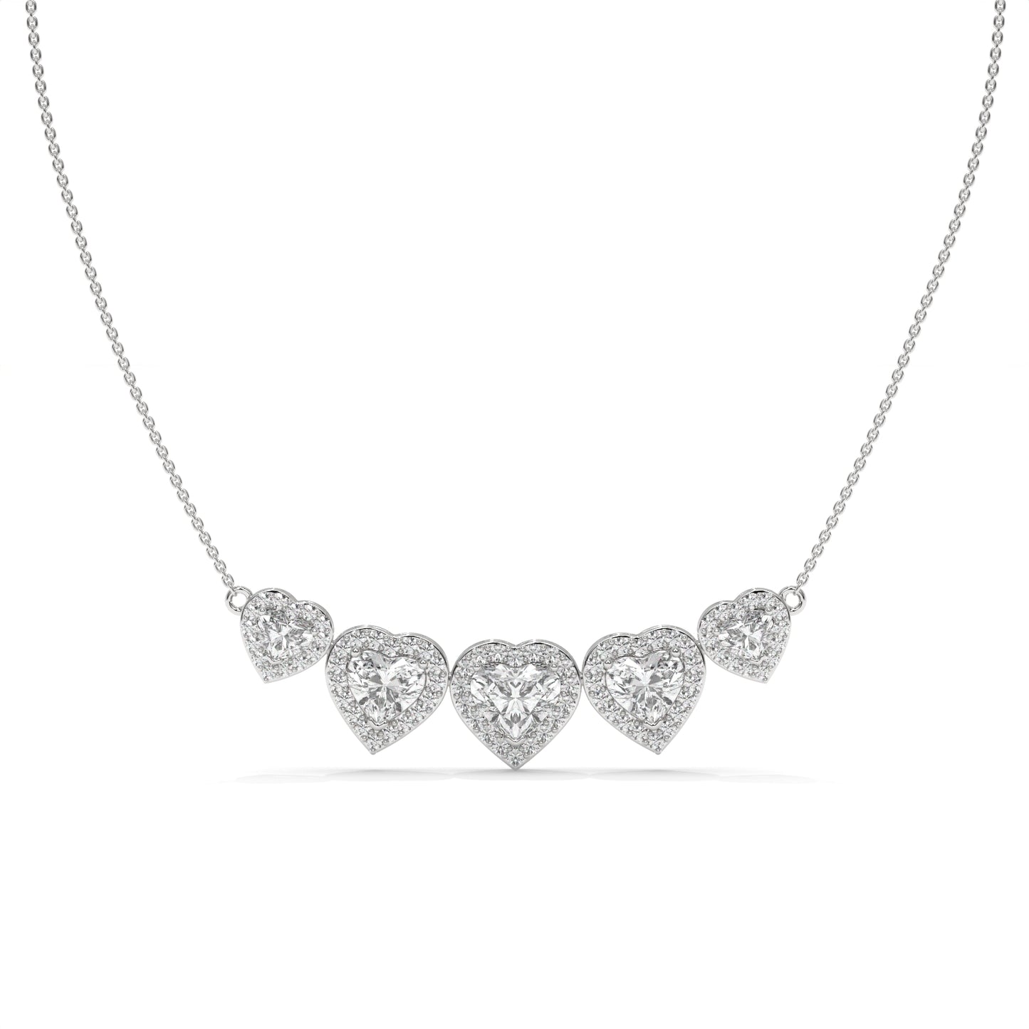4.40 CTW Multi-Heart Lab-Grown Diamond Necklace in Sterling Silver