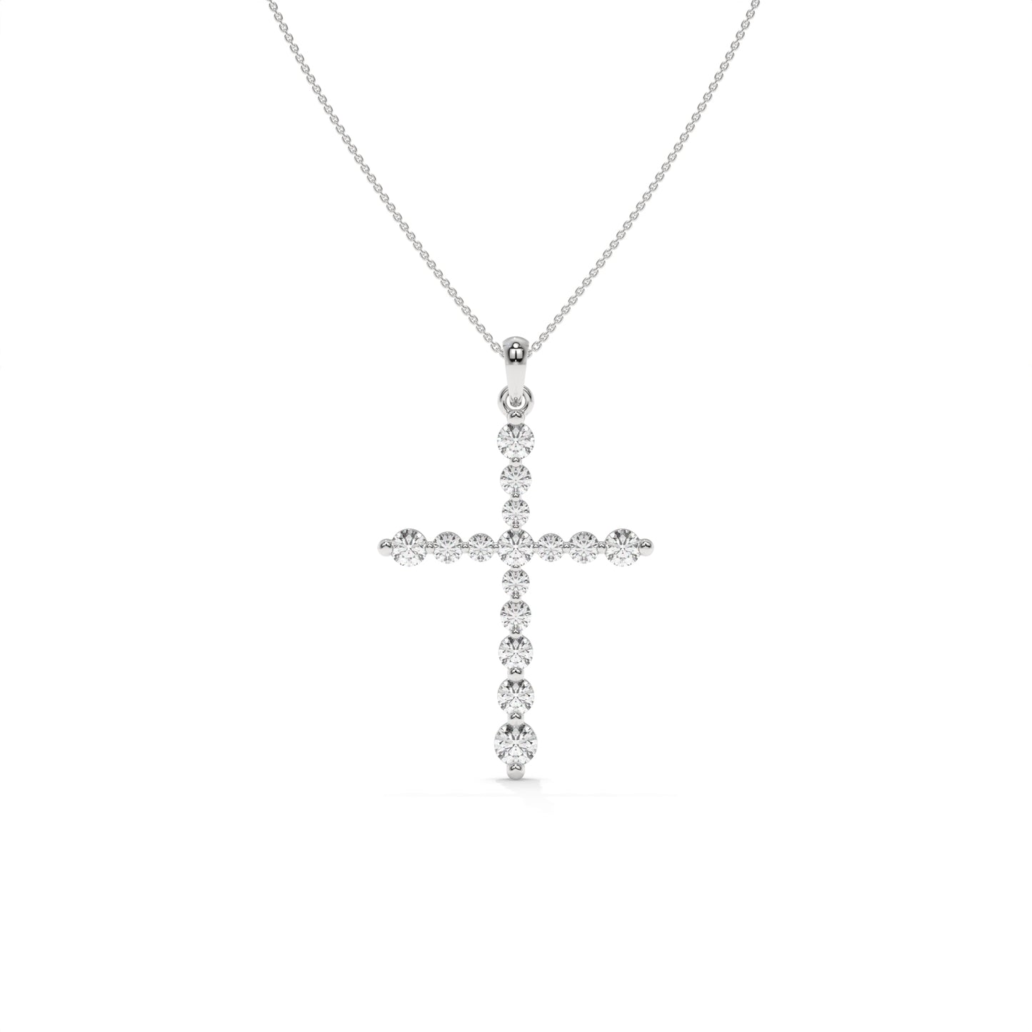1.00 CTW Lab-Grown Diamond Cross Pendant Necklace in Sterling Silver