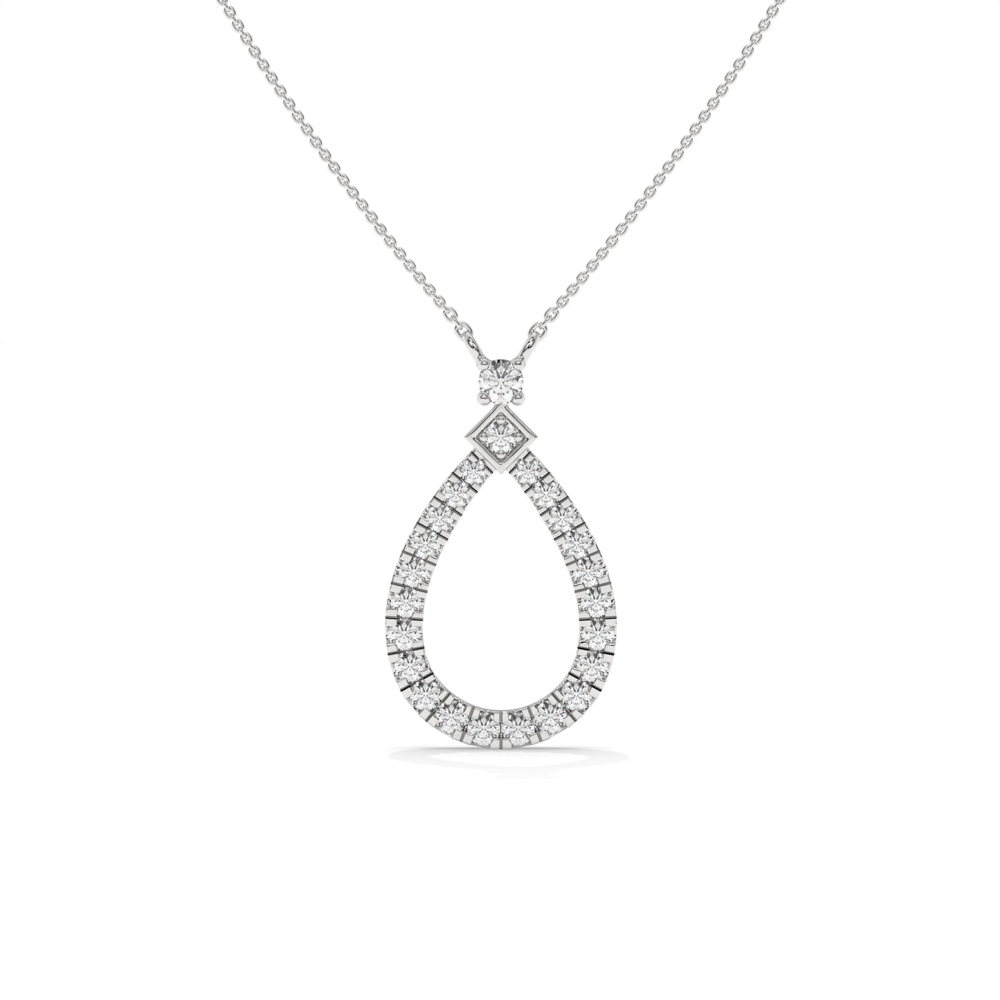 0.49 CTW Pear Halo Lab-Grown Diamond Pendant Necklace in Sterling Silver