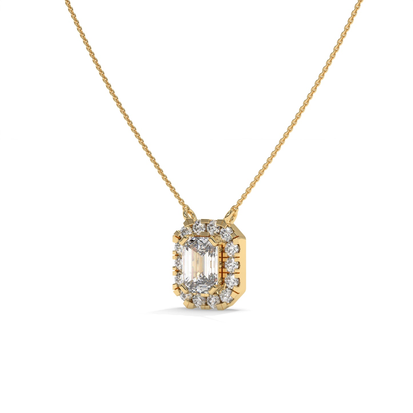 0.97 CTW Emerald Halo Lab Diamond Pendant Necklace