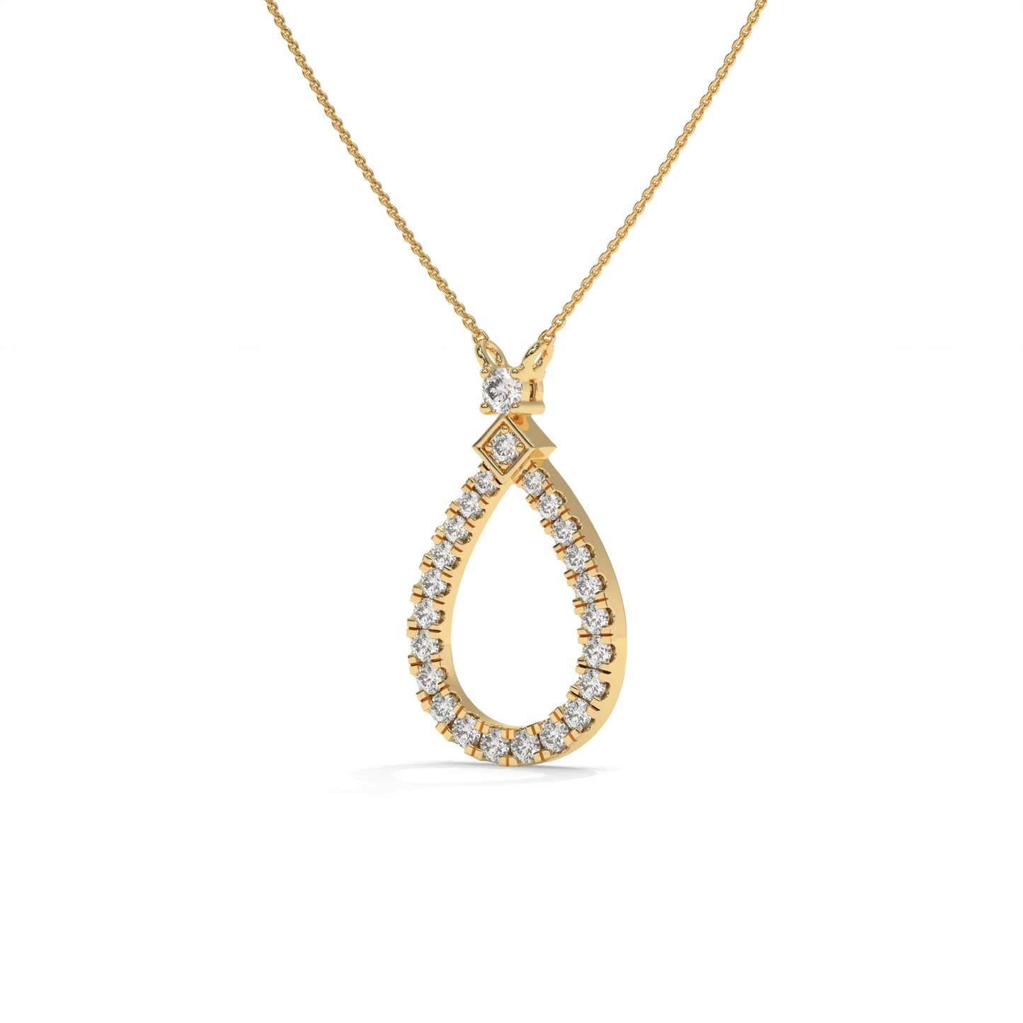 0.49 CTW Pear Halo Lab-Grown Diamond Pendant Necklace in Sterling Silver