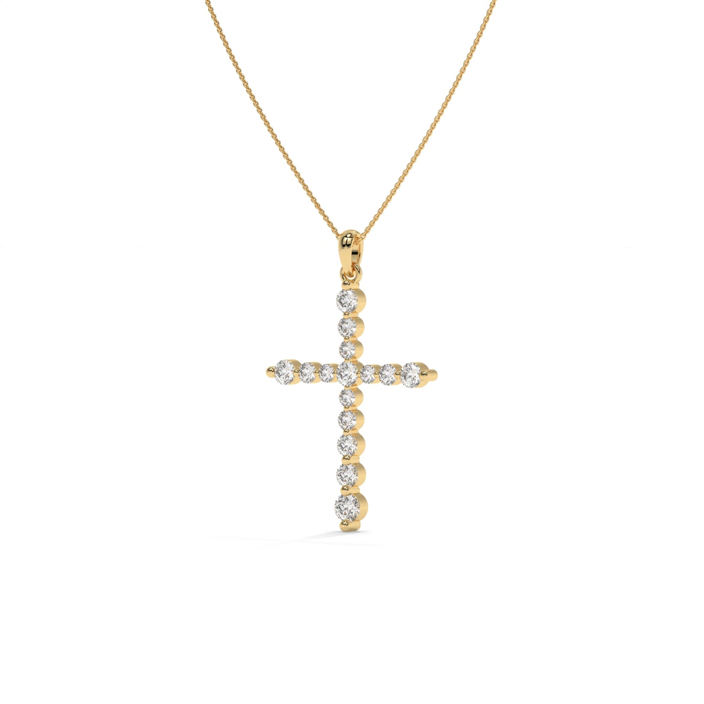 1.00 CTW Lab-Grown Diamond Cross Pendant Necklace in Sterling Silver