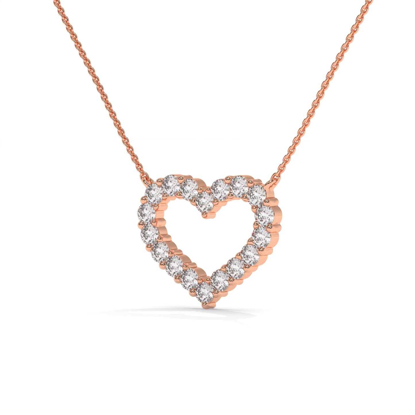 1.03 CTW Open Heart Lab-Grown Diamond Pendant Necklace in Sterling Silver