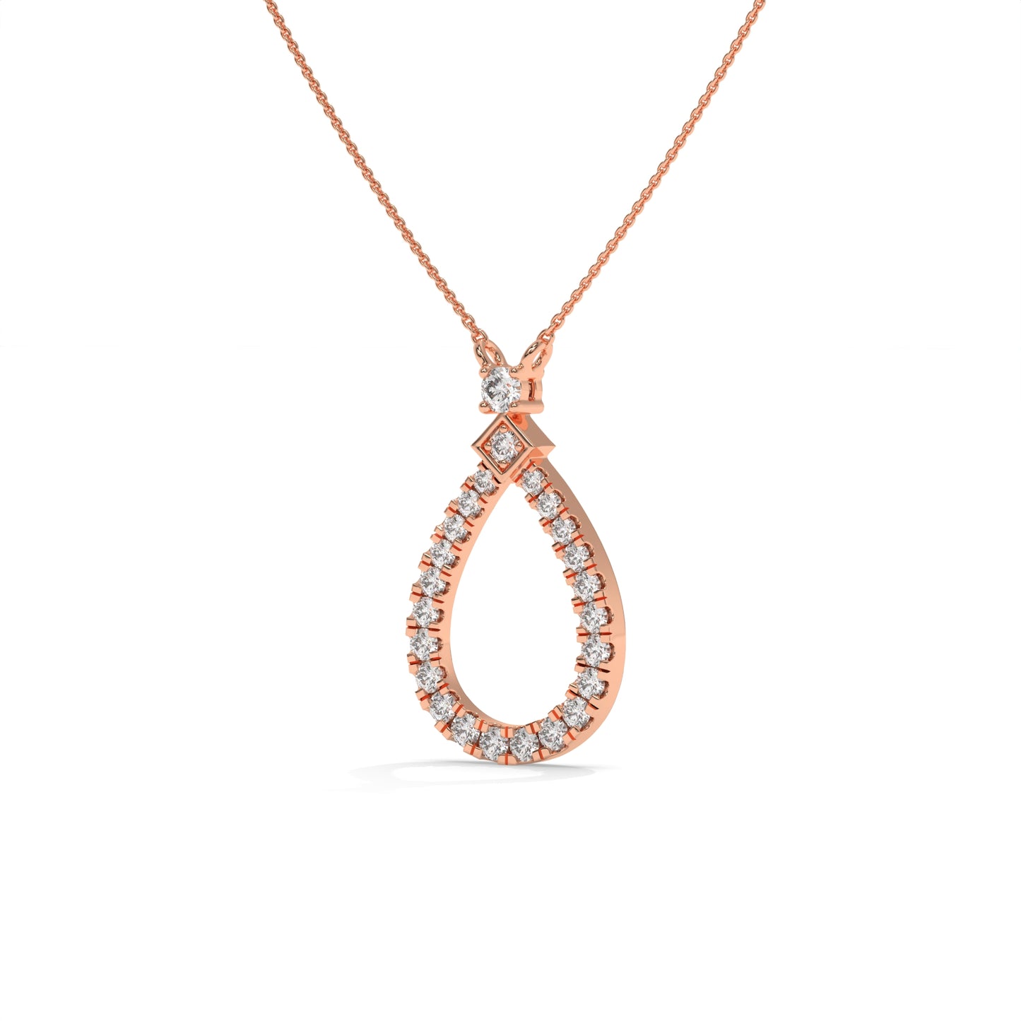 0.49 CTW Pear Halo Lab-Grown Diamond Pendant Necklace in Sterling Silver