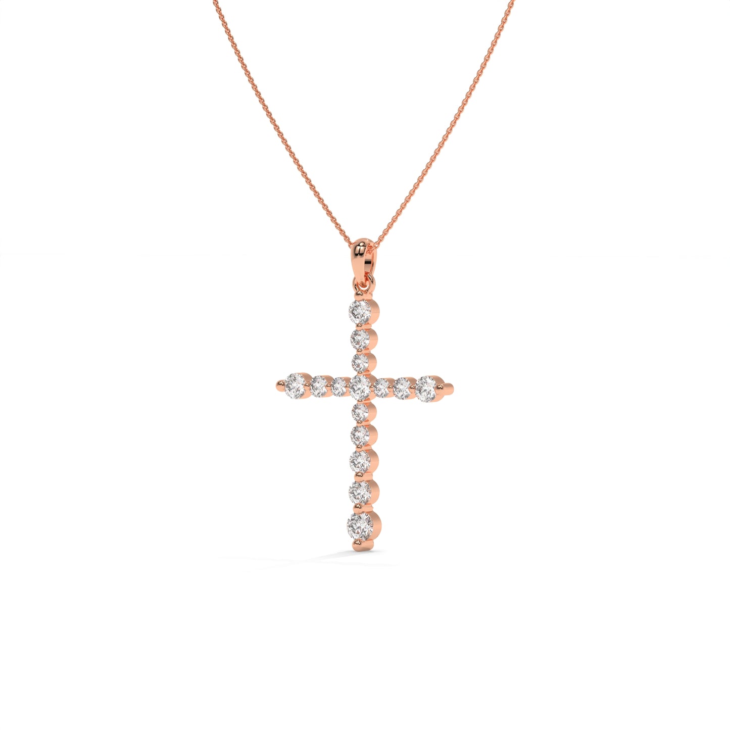 1.00 CTW Lab-Grown Diamond Cross Pendant Necklace in Sterling Silver