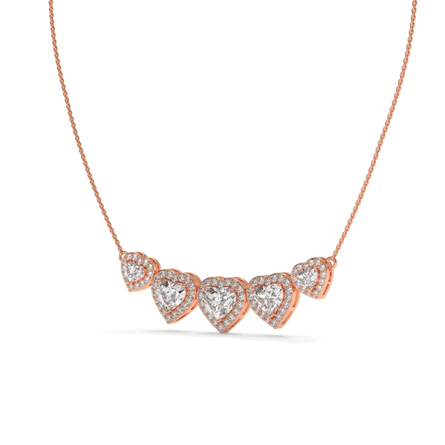 4.40 CTW Multi-Heart Lab-Grown Diamond Necklace in Sterling Silver