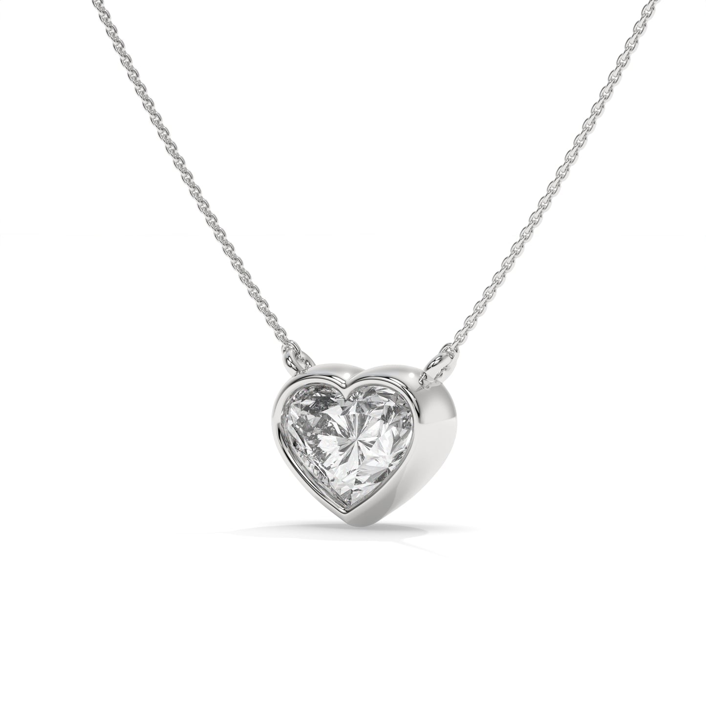1.52 CTW Heart Solitaire Lab-Grown Diamond Pendant Necklace in Sterling Silver