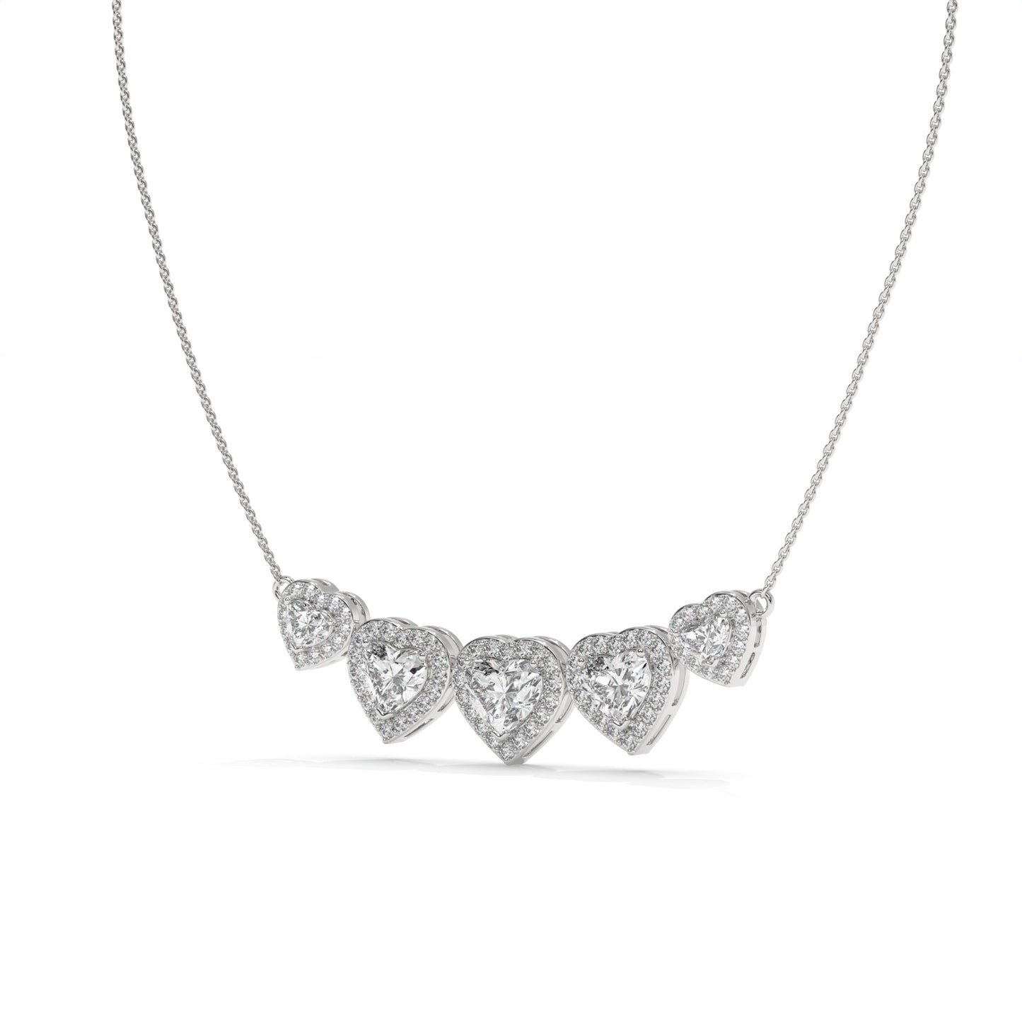 4.40 CTW Multi-Heart Lab-Grown Diamond Necklace in Sterling Silver