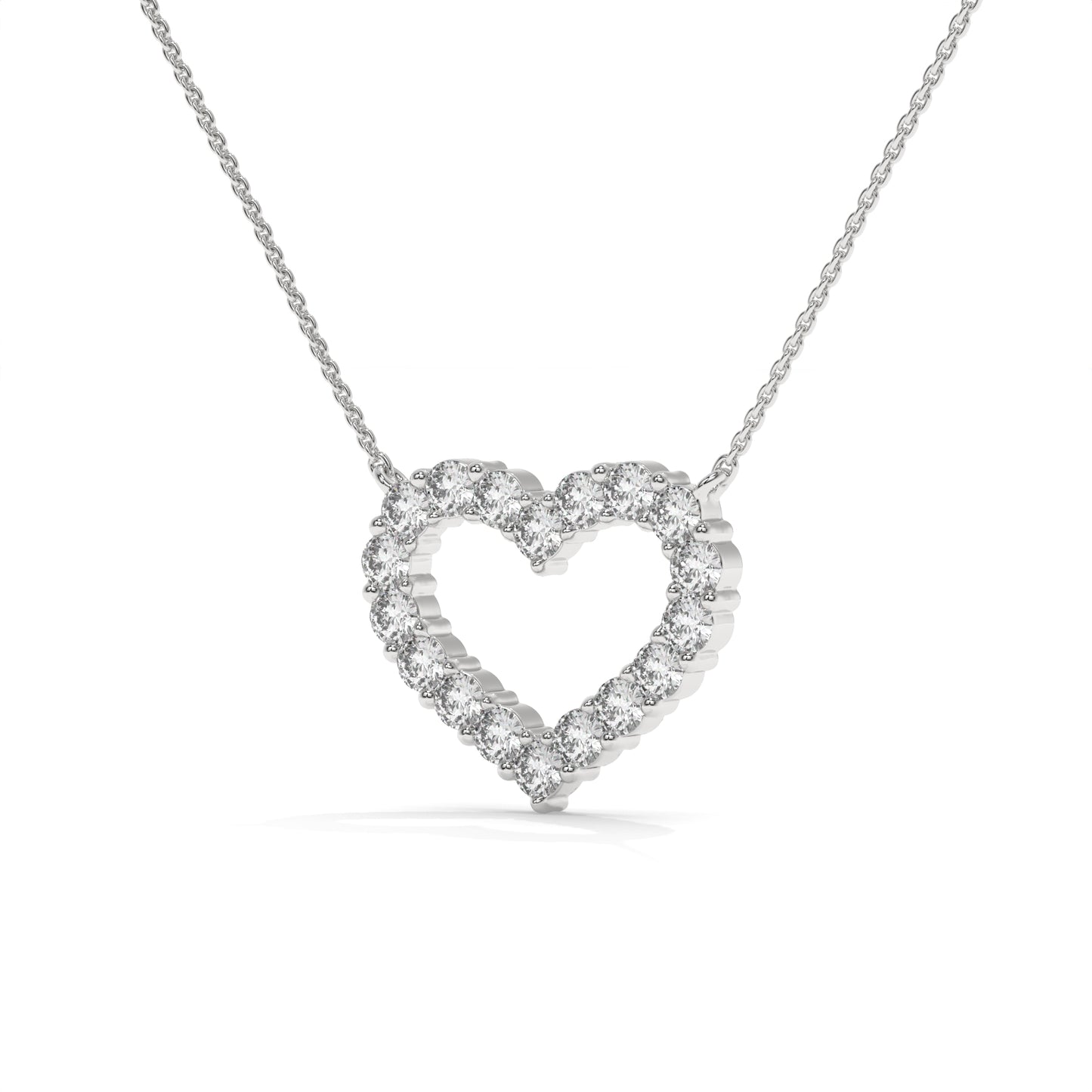 1.03 CTW Open Heart Lab-Grown Diamond Pendant Necklace in Sterling Silver