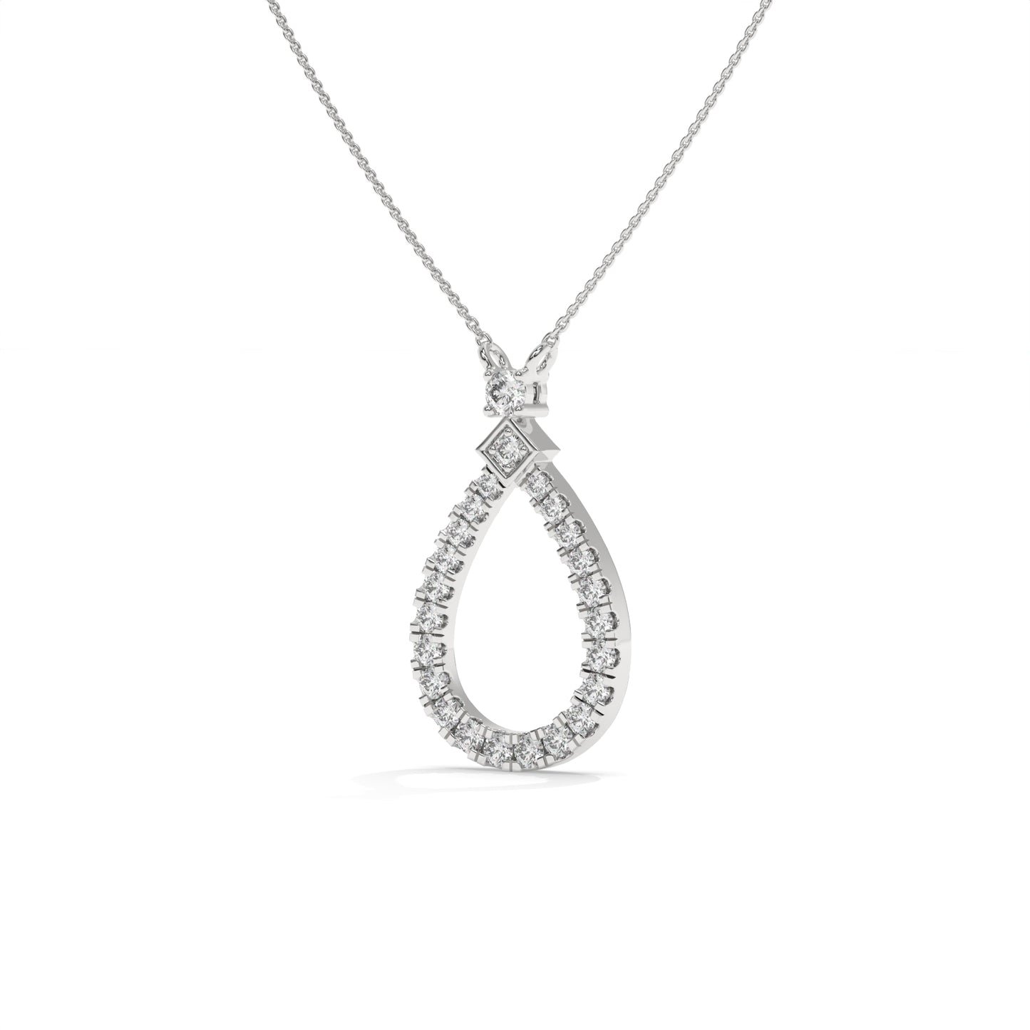 0.49 CTW Pear Halo Lab-Grown Diamond Pendant Necklace in Sterling Silver