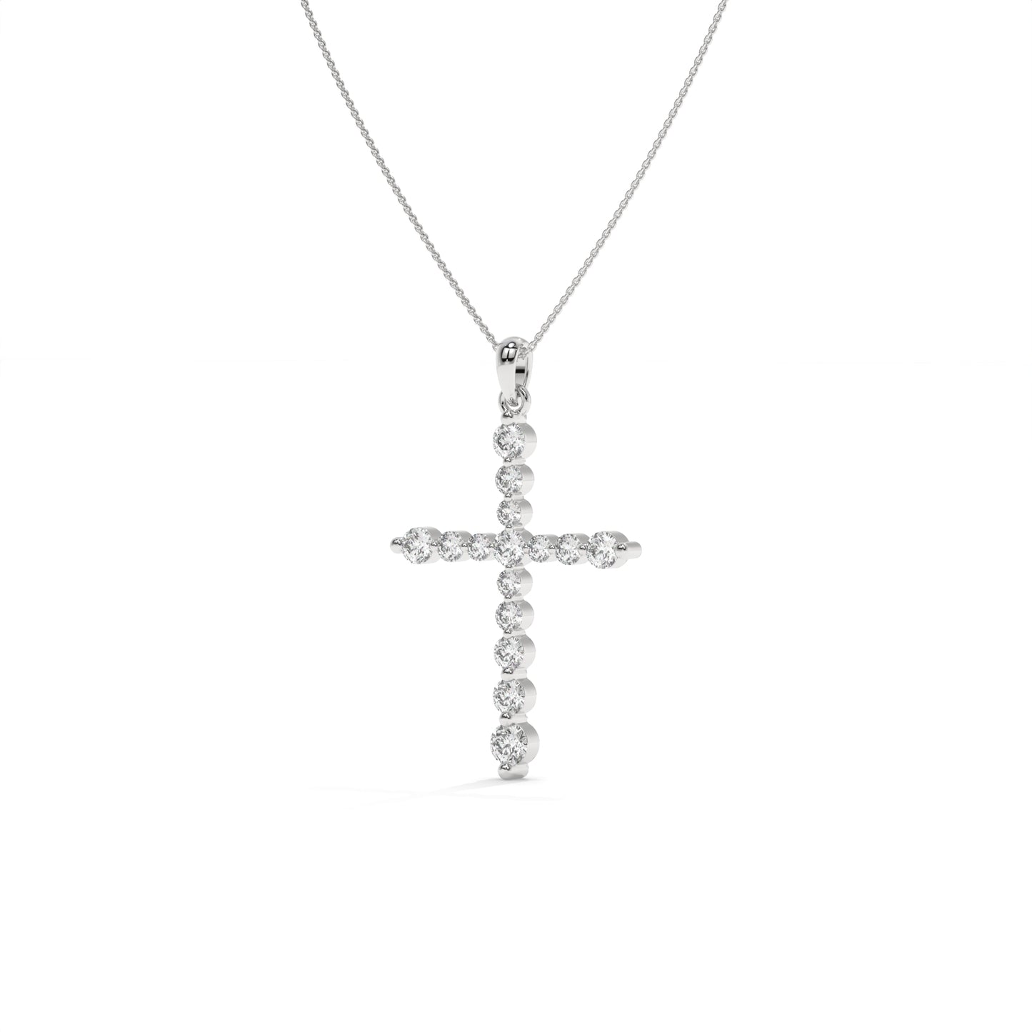 1.00 CTW Lab-Grown Diamond Cross Pendant Necklace in Sterling Silver