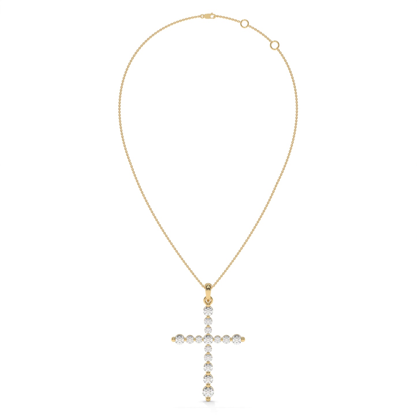 1.00 CTW Lab-Grown Diamond Cross Pendant Necklace in Sterling Silver
