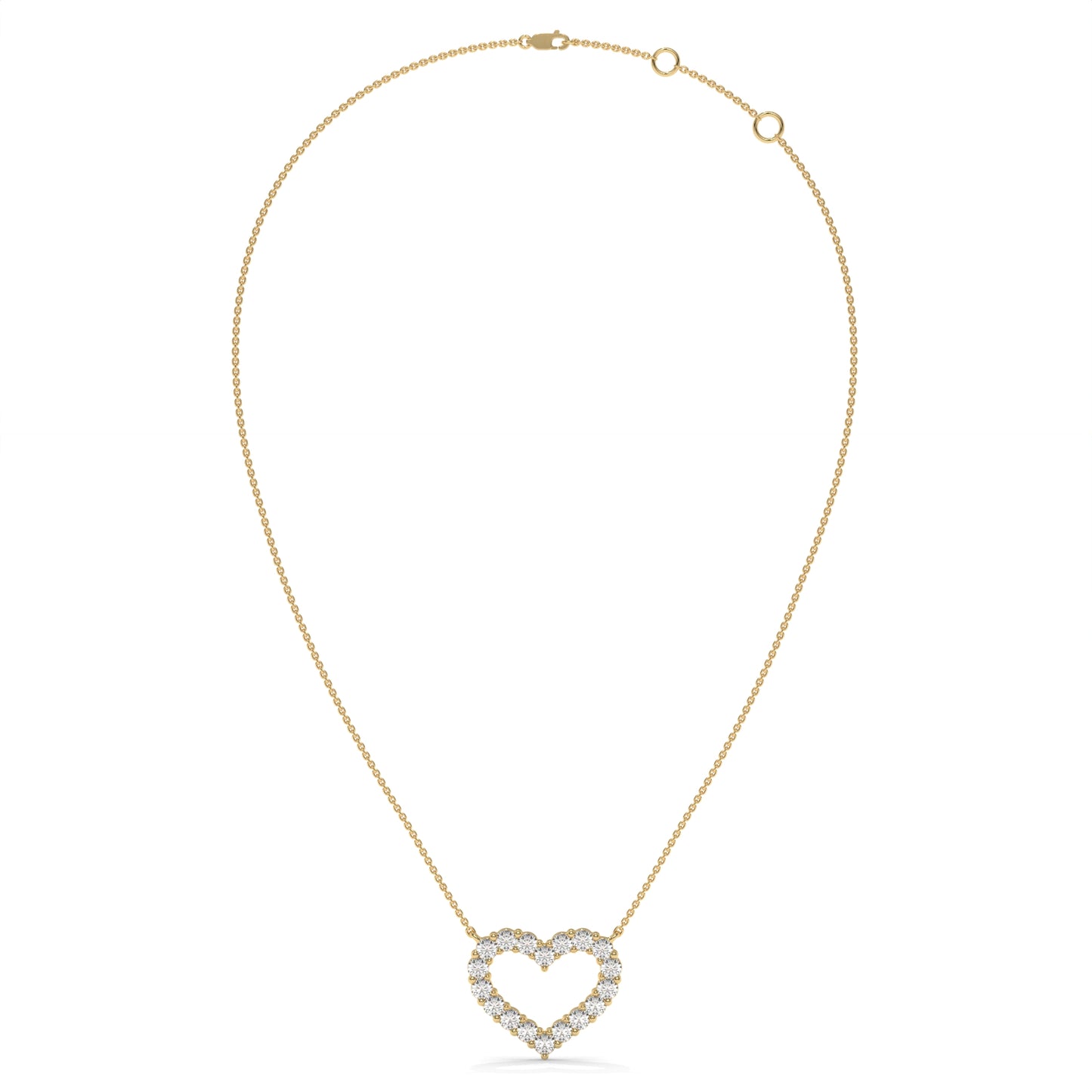 1.03 CTW Open Heart Lab-Grown Diamond Pendant Necklace in Sterling Silver