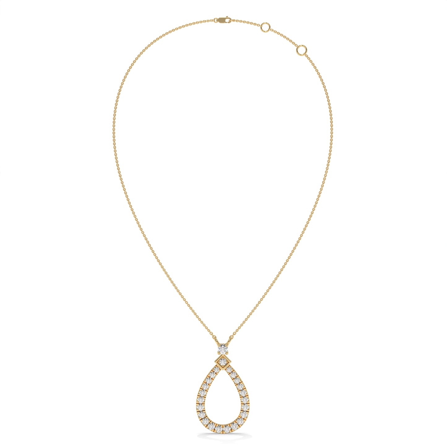 0.49 CTW Pear Halo Lab-Grown Diamond Pendant Necklace in Sterling Silver