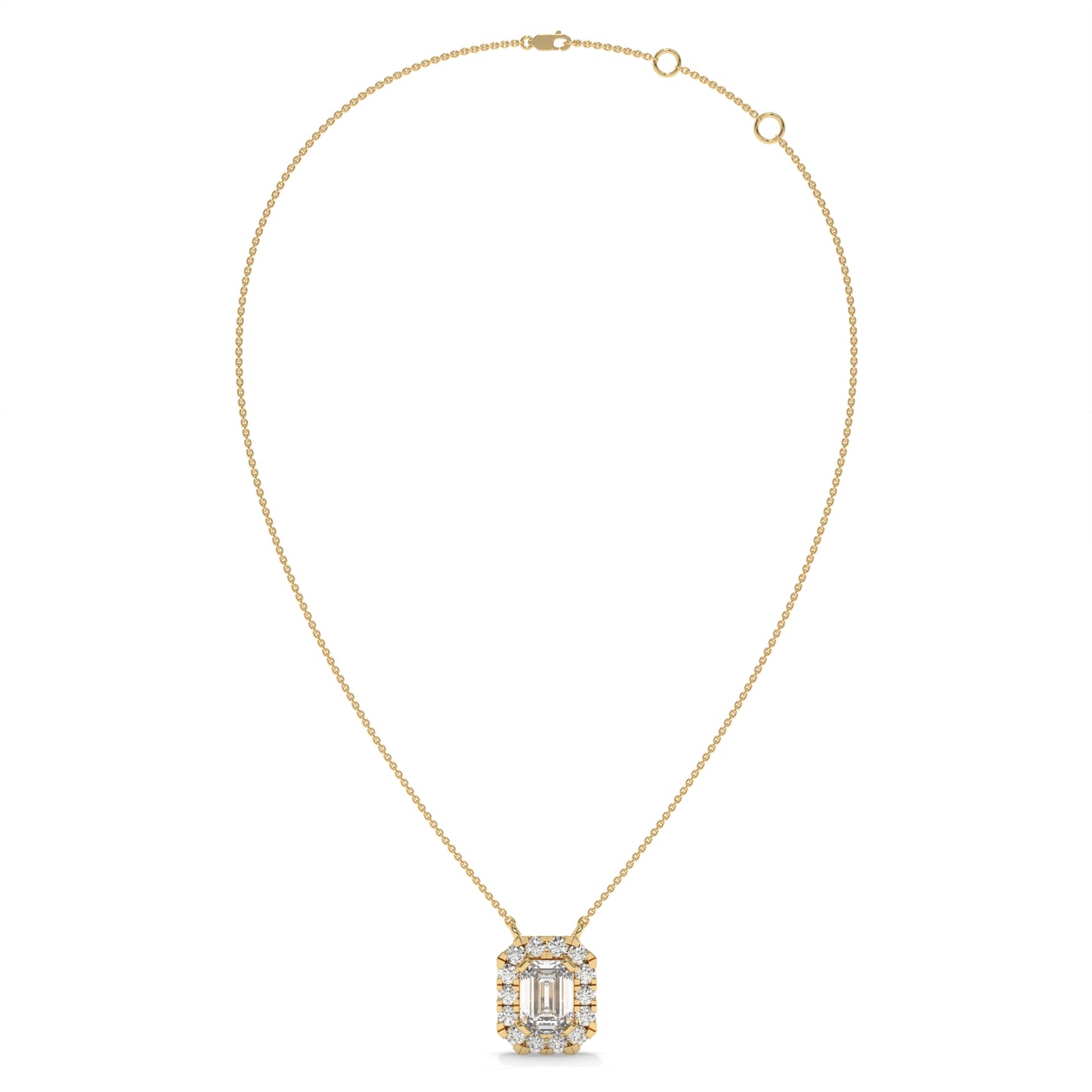 0.97 CTW Emerald Halo Lab Diamond Pendant Necklace