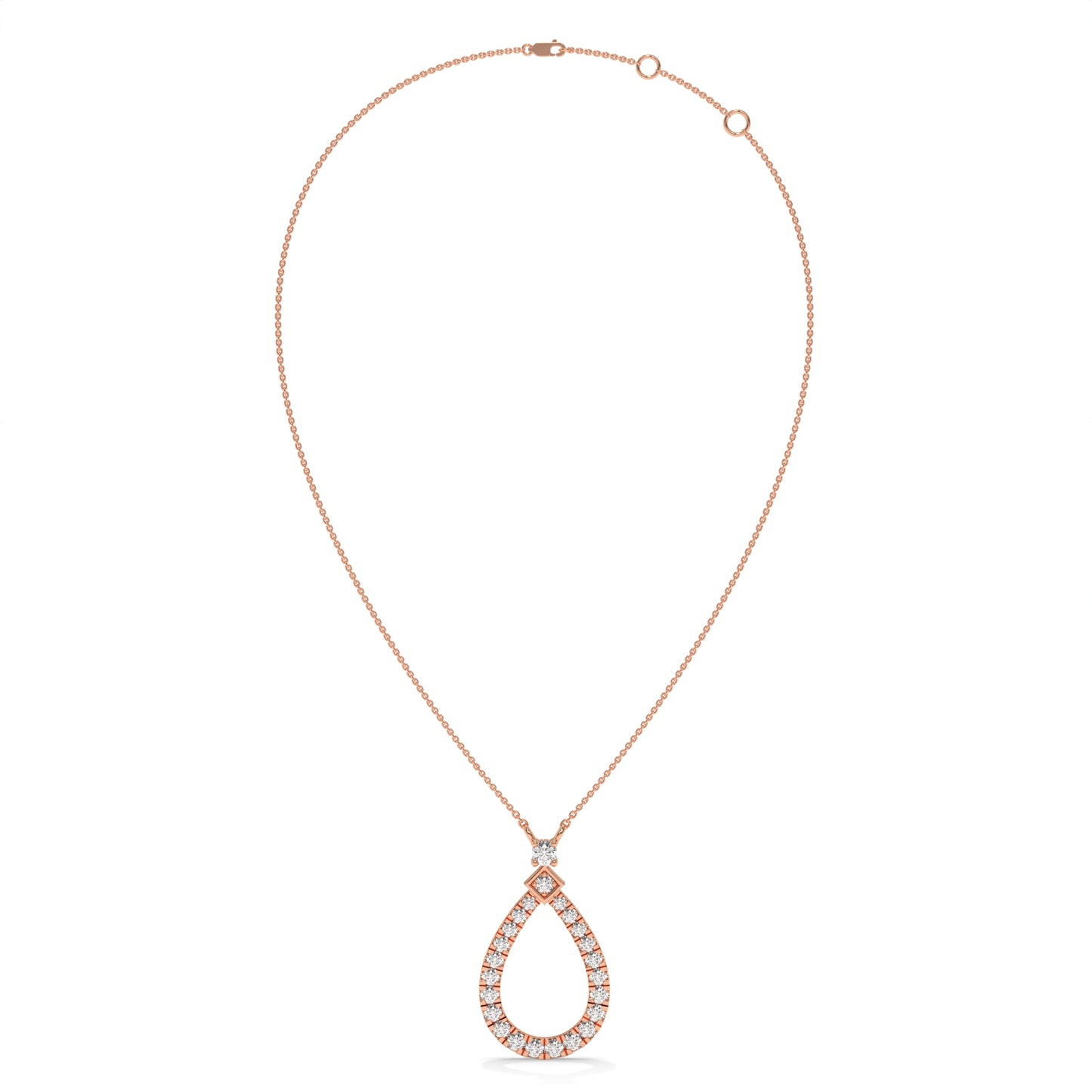 0.49 CTW Pear Halo Lab-Grown Diamond Pendant Necklace in Sterling Silver