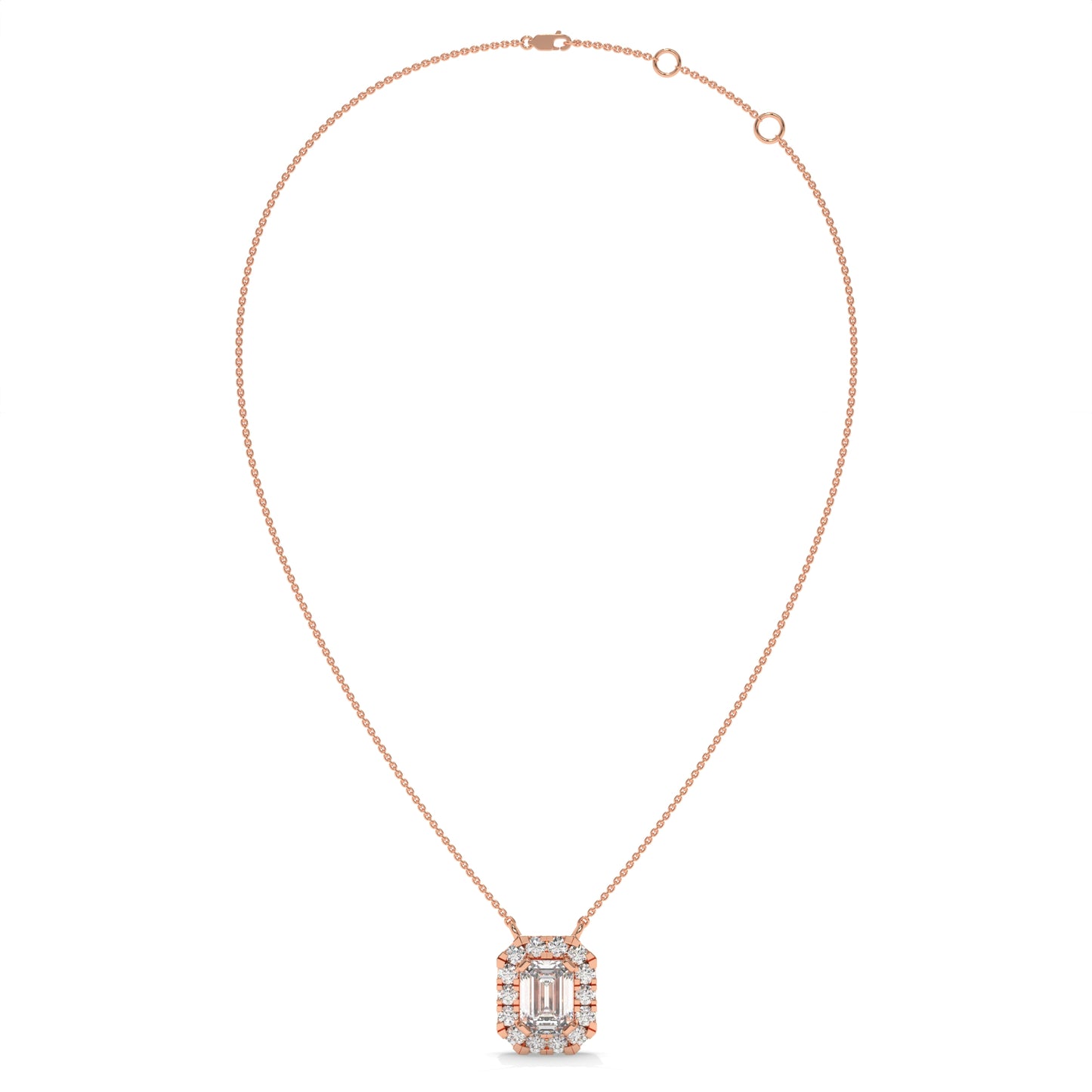 0.97 CTW Emerald Halo Lab Diamond Pendant Necklace