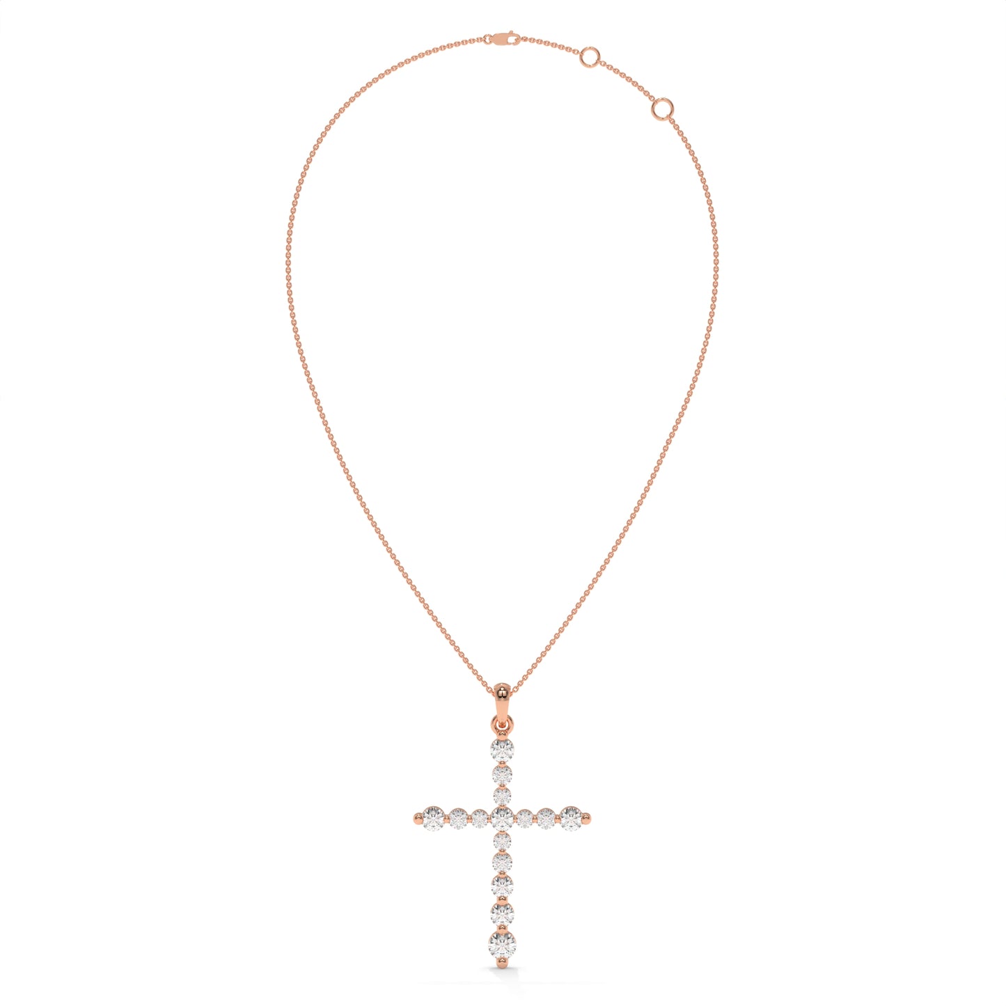 1.00 CTW Lab-Grown Diamond Cross Pendant Necklace in Sterling Silver