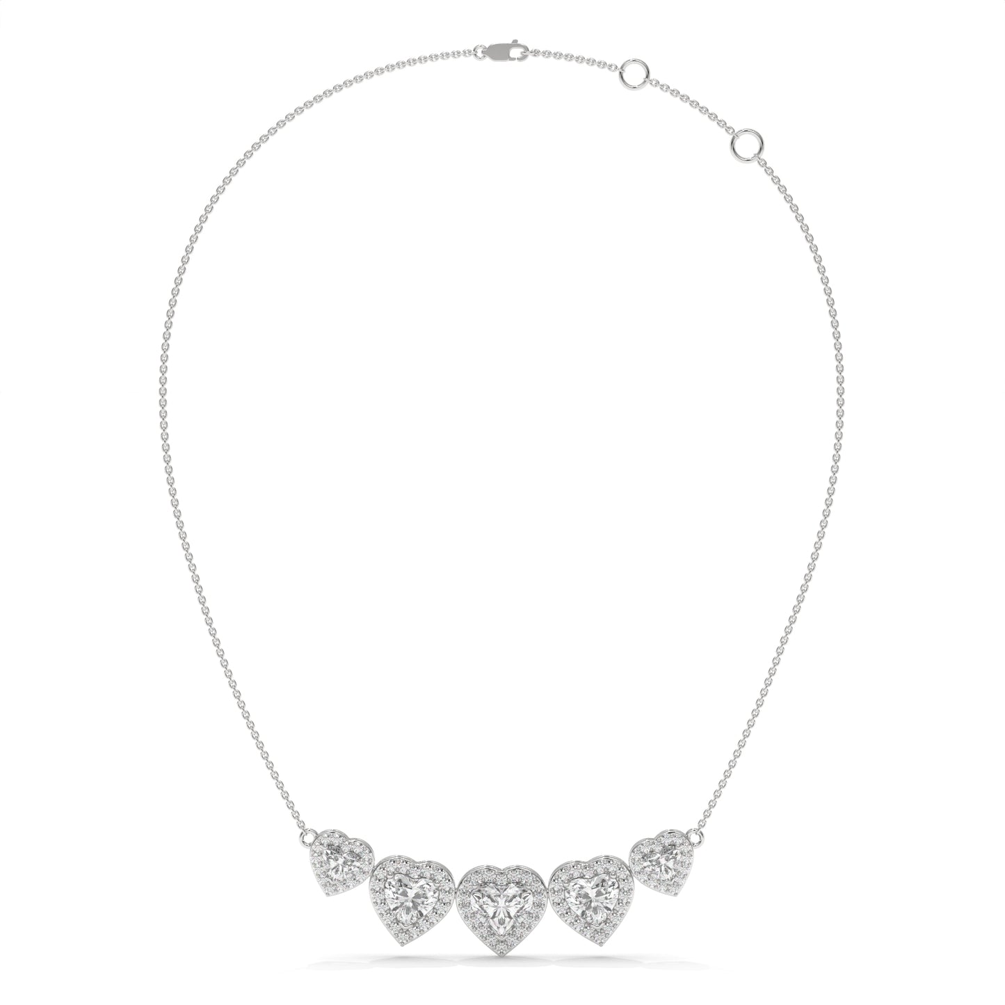 4.40 CTW Multi-Heart Lab-Grown Diamond Necklace in Sterling Silver