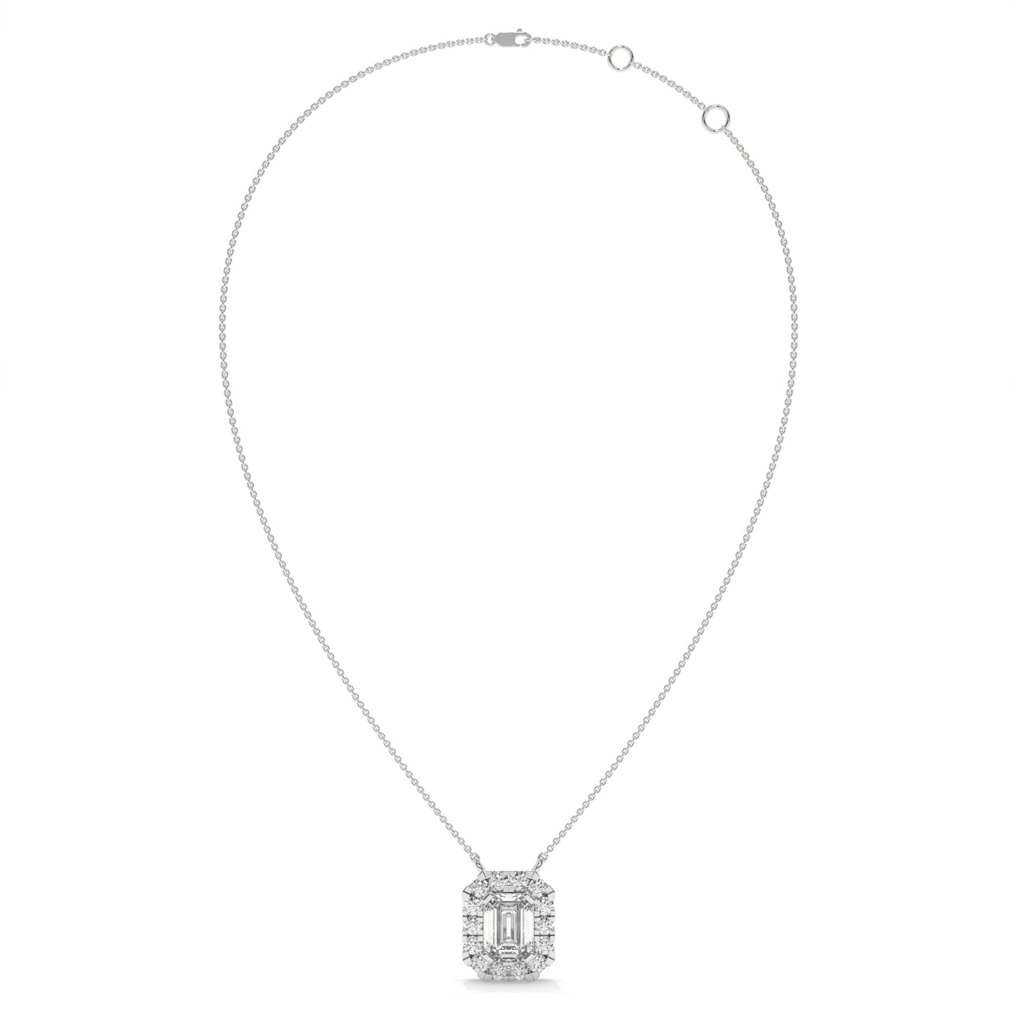 0.97 CTW Emerald Halo Lab Diamond Pendant Necklace