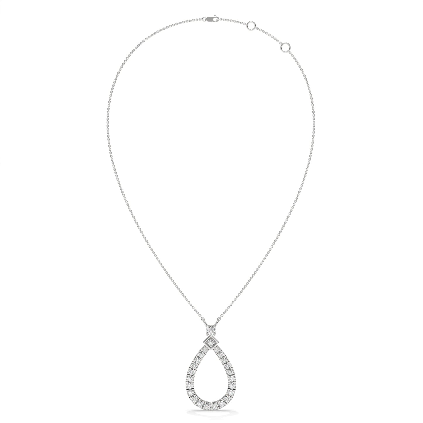 0.49 CTW Pear Halo Lab-Grown Diamond Pendant Necklace in Sterling Silver