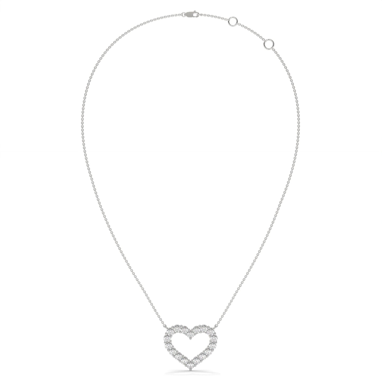 1.03 CTW Open Heart Lab-Grown Diamond Pendant Necklace in Sterling Silver