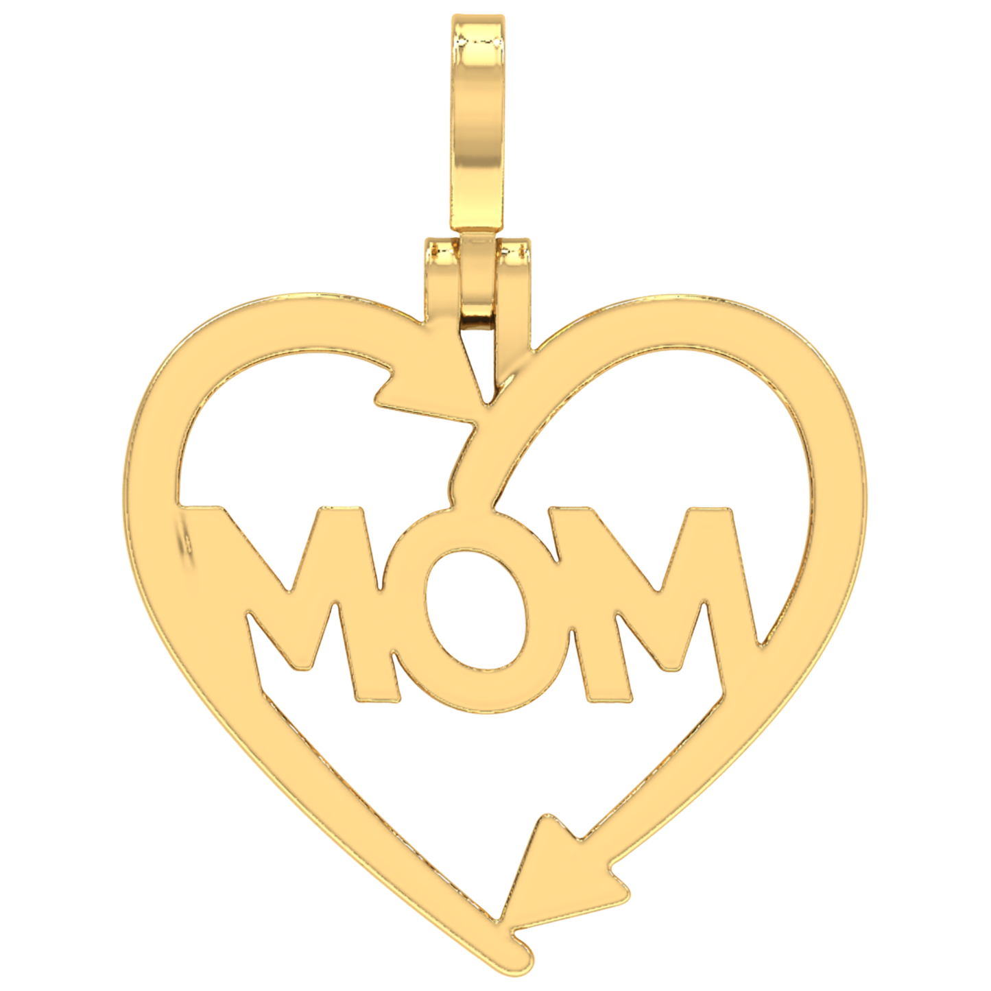 Diamond MOM Arrow Heart Pendant – 0.25 CT Sterling Silver Gold Finish