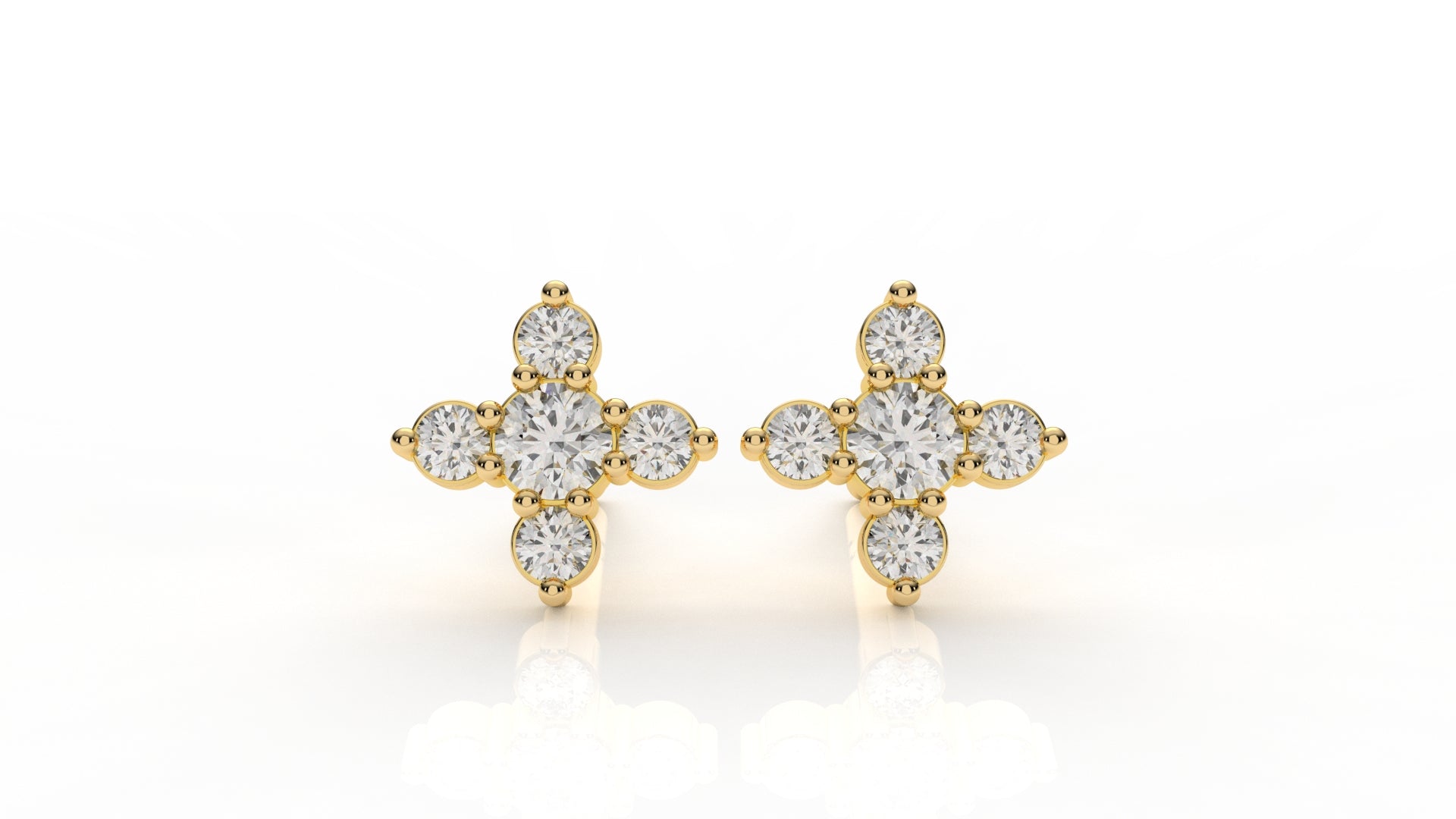 Classic Diamond Cluster Cross Stud Earrings