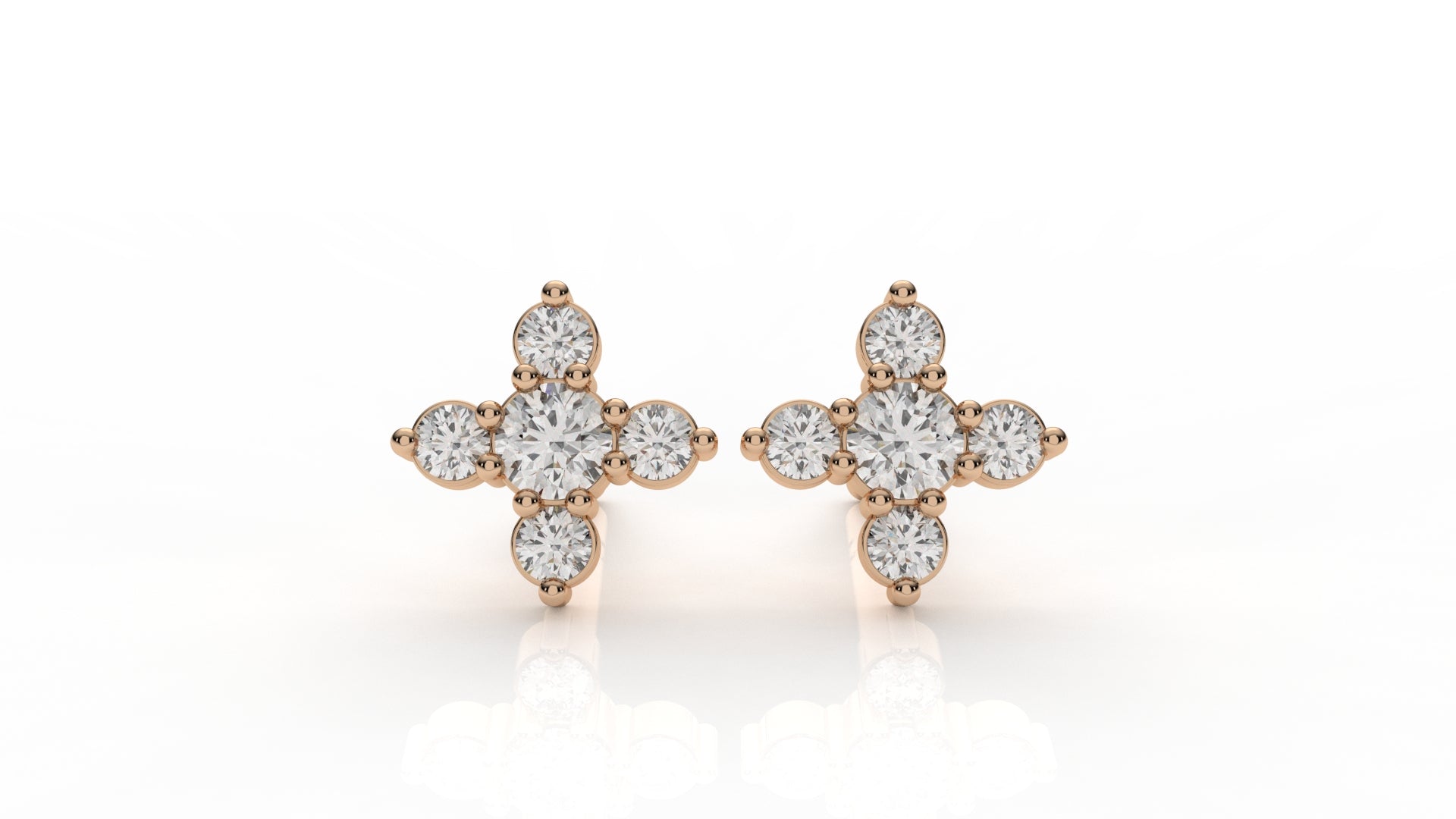 Classic Diamond Cluster Cross Stud Earrings