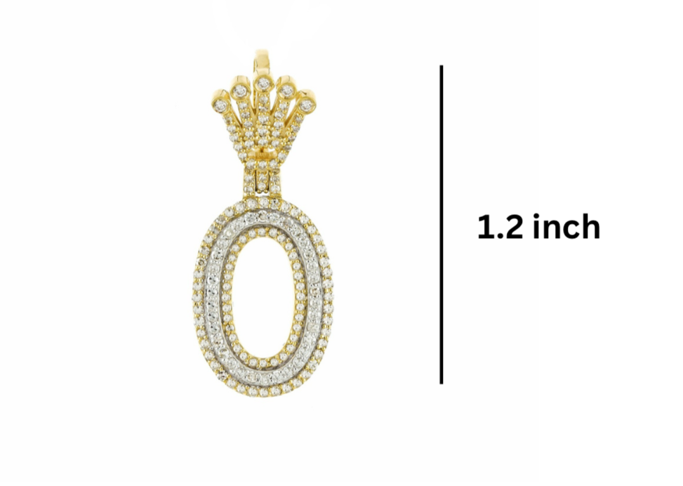 Gold and diamond-encrusted letter 'O' pendant dimensions GLAM NYC
