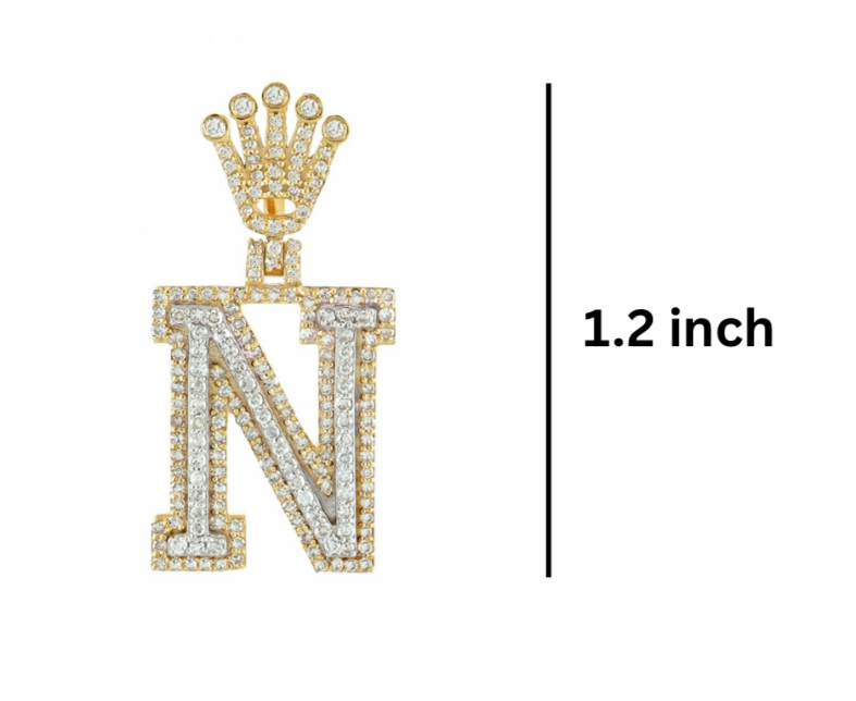 Gold and diamond letter 'N' pendant dimensions GLAM NYC