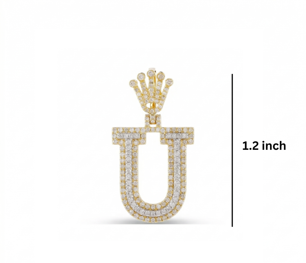 Gold and diamond letter 'U' pendant GLAM NYC